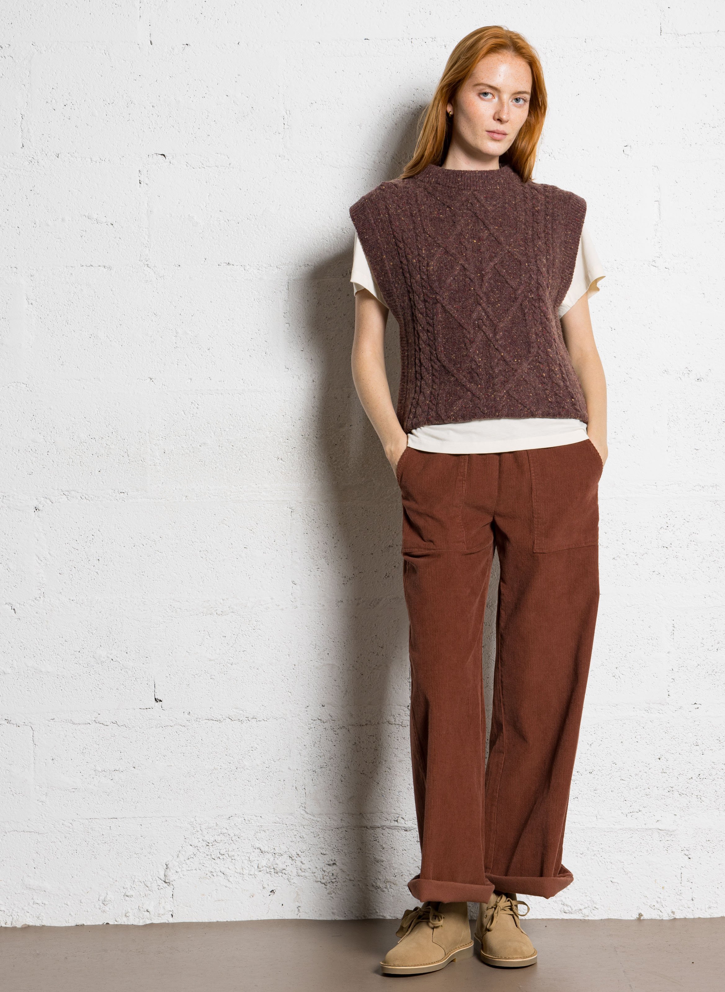 Top col rond en laine mélangée MAISON 123 Violet