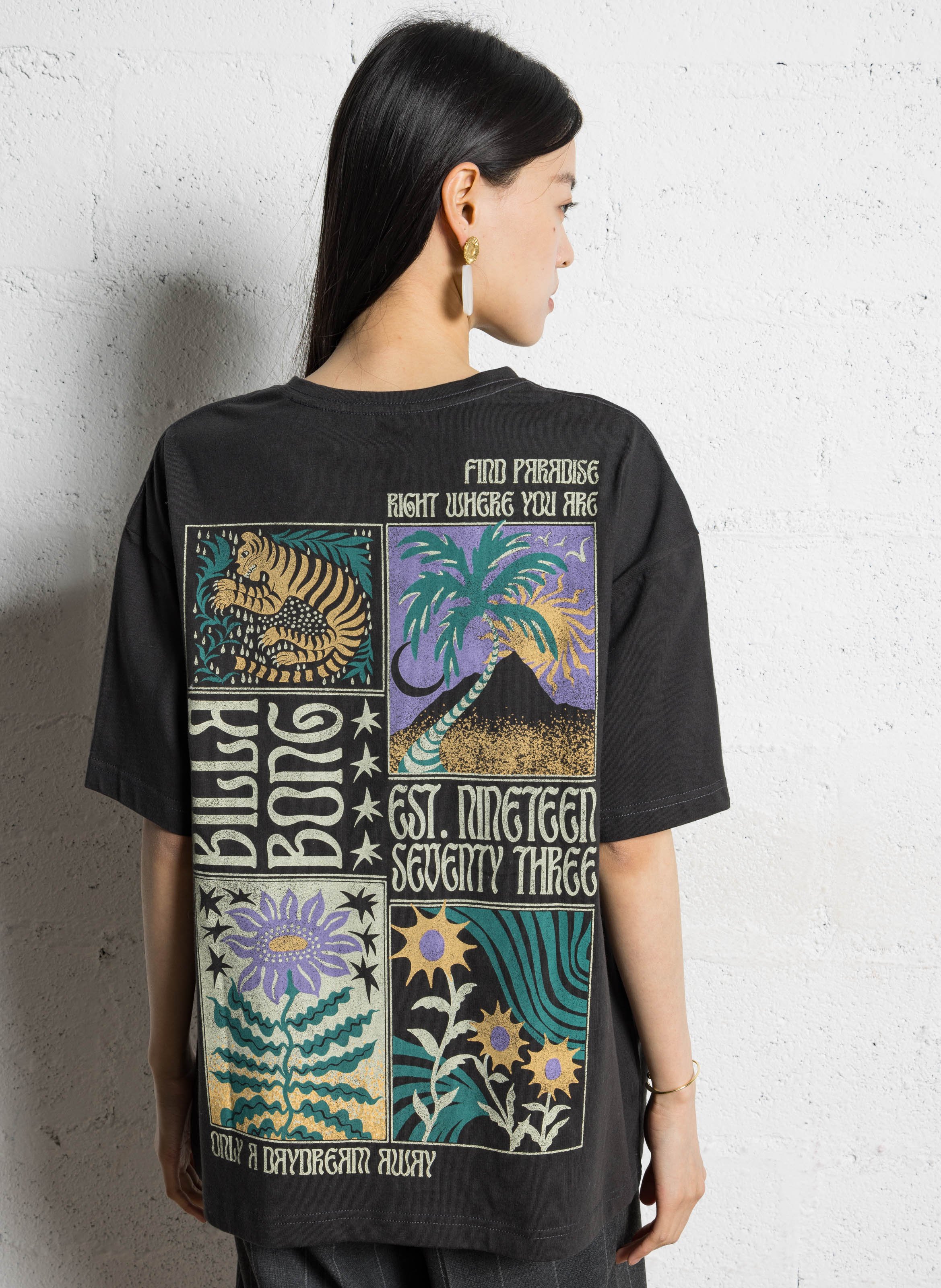 Tee-shirt col rond en coton BILLABONG Noir