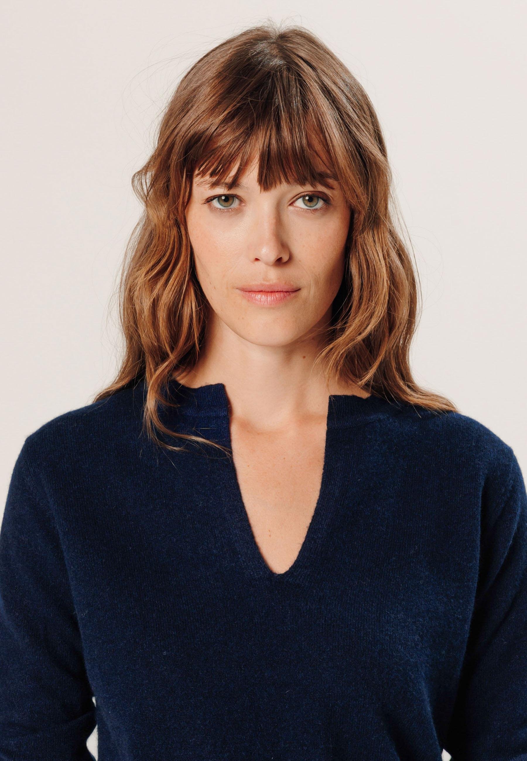 Cashmere Tunisian collar sweater RODIER Blue