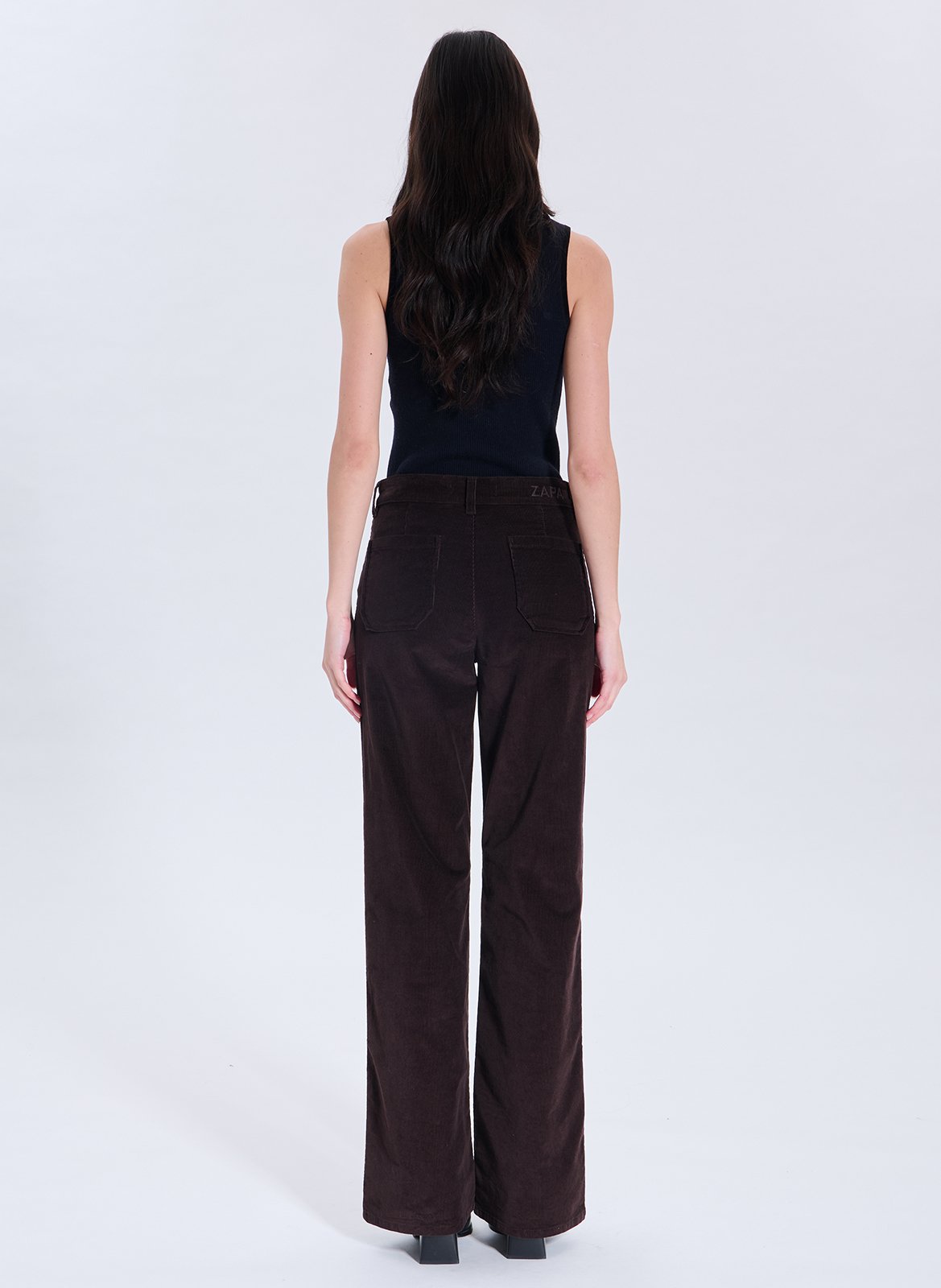 Jean flare en coton mélangé ZAPA Marron