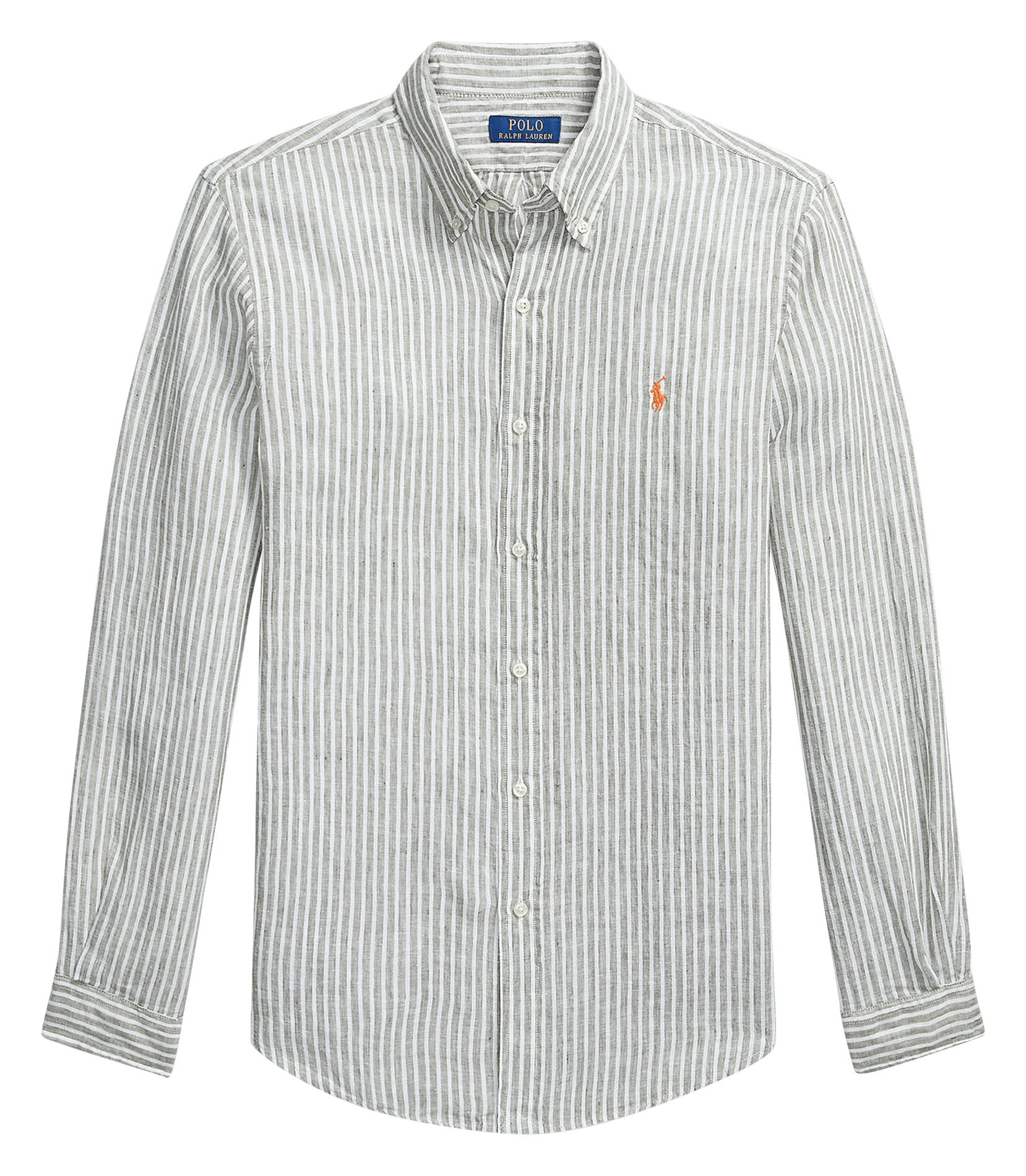 Camisa recta cuello clásico de lino a rayas POLO RALPH LAUREN Verde