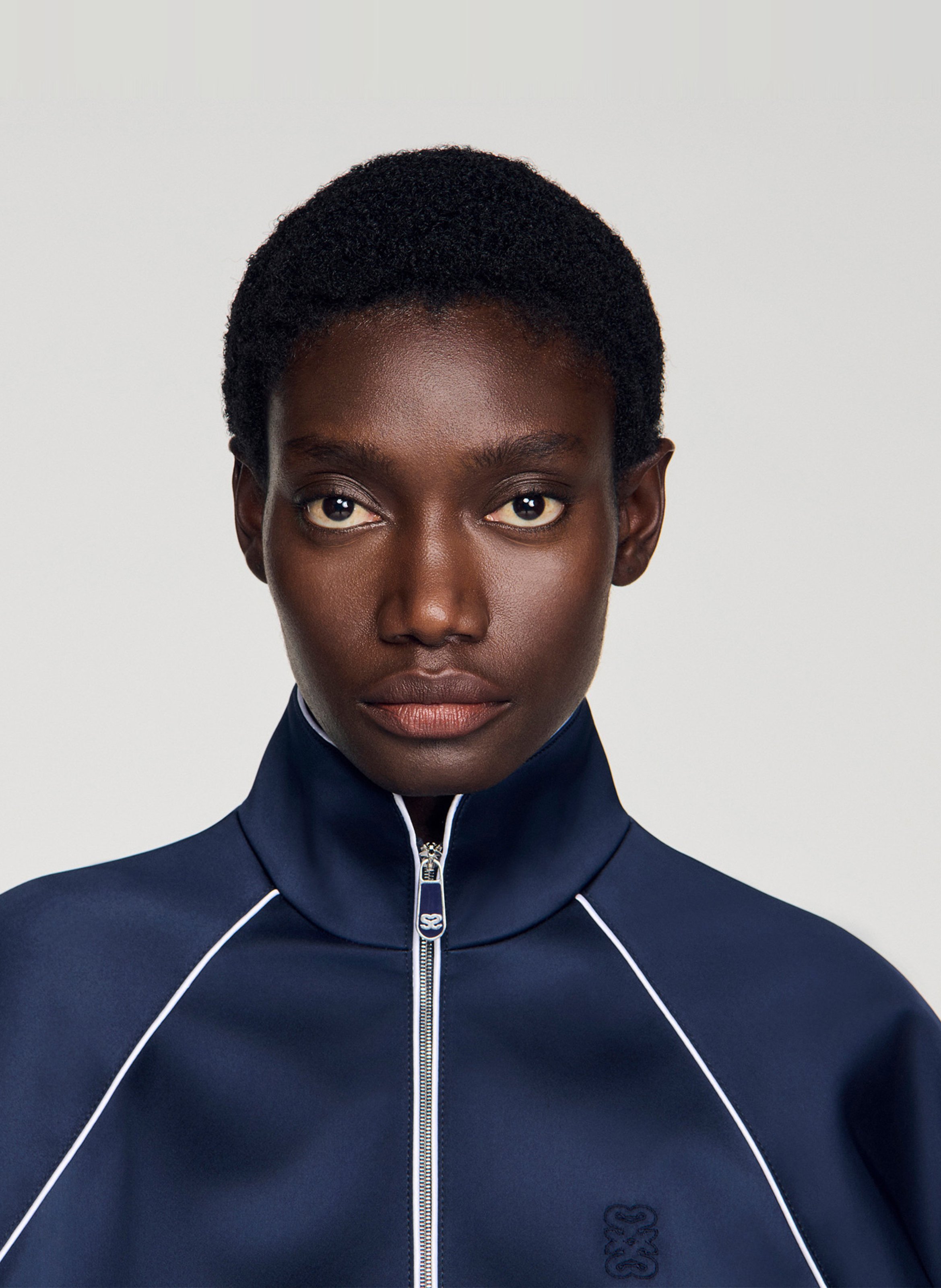 Blouson zippé uni col montant SANDRO Bleu