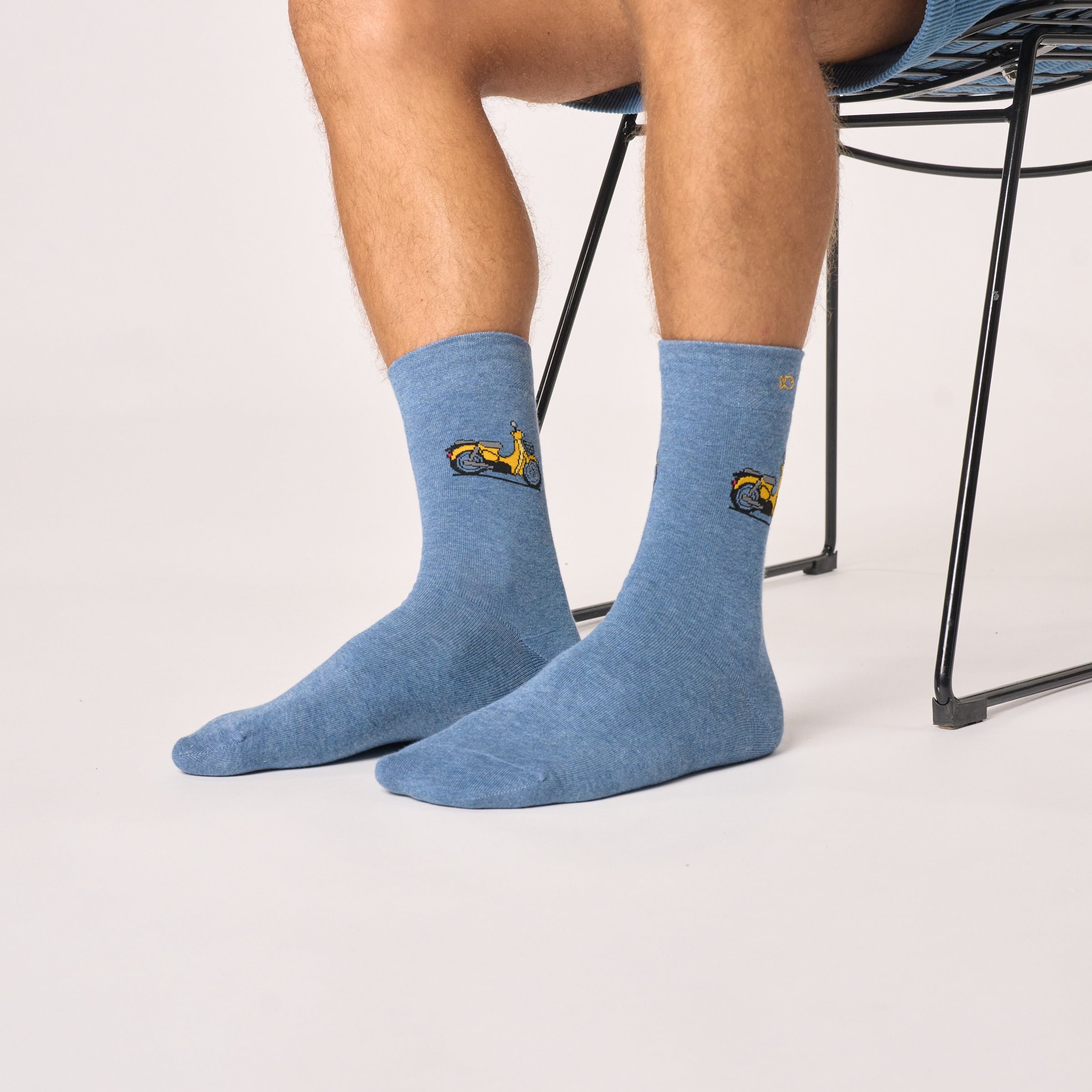 Combed Cotton Socks with Patterns BILLYBELT Blue