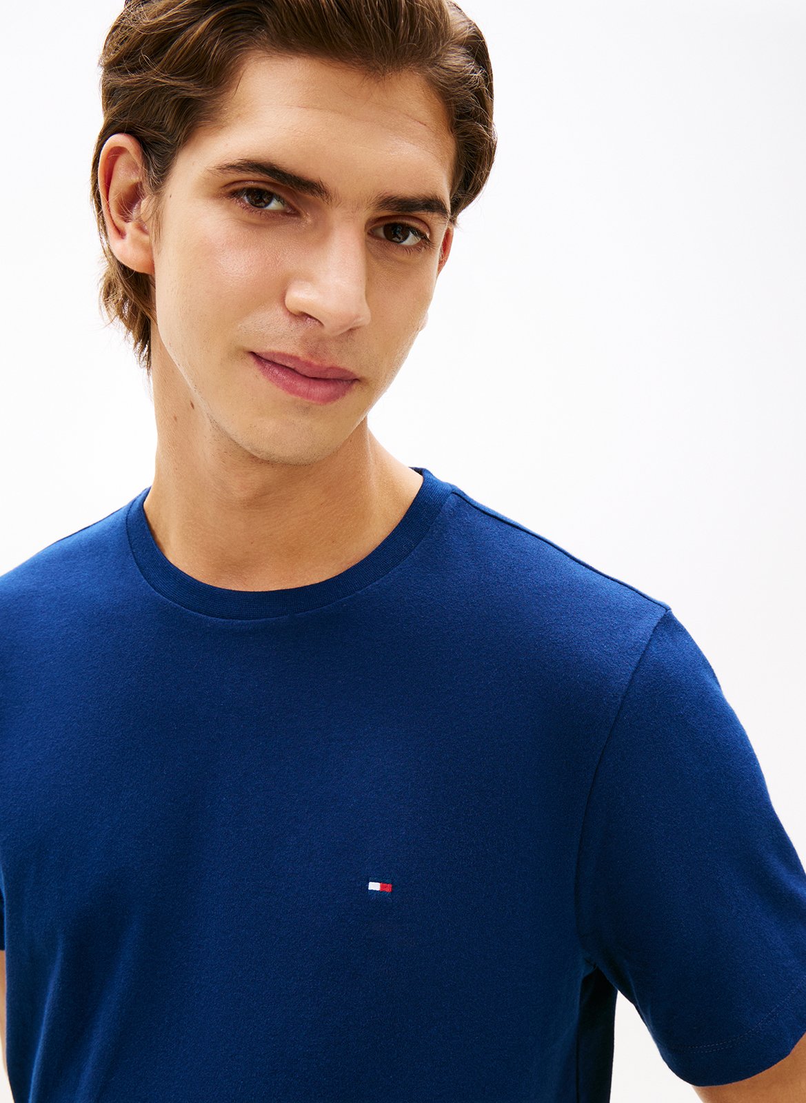 Katoenen T-shirt met ronde hals Blauw