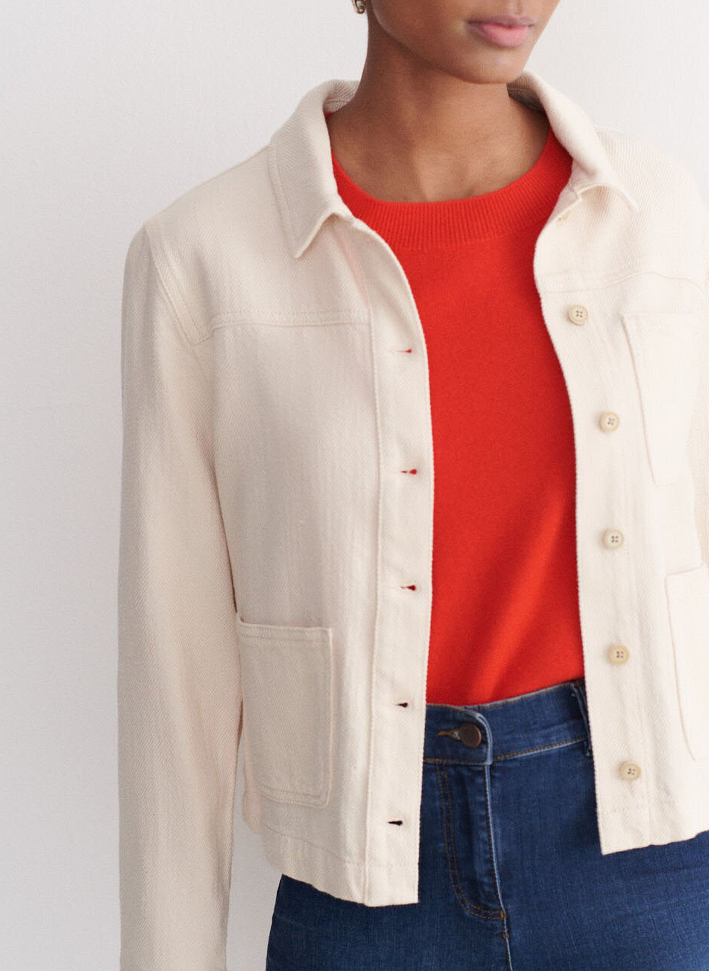 Veste droite cropped  CAROLL Beige