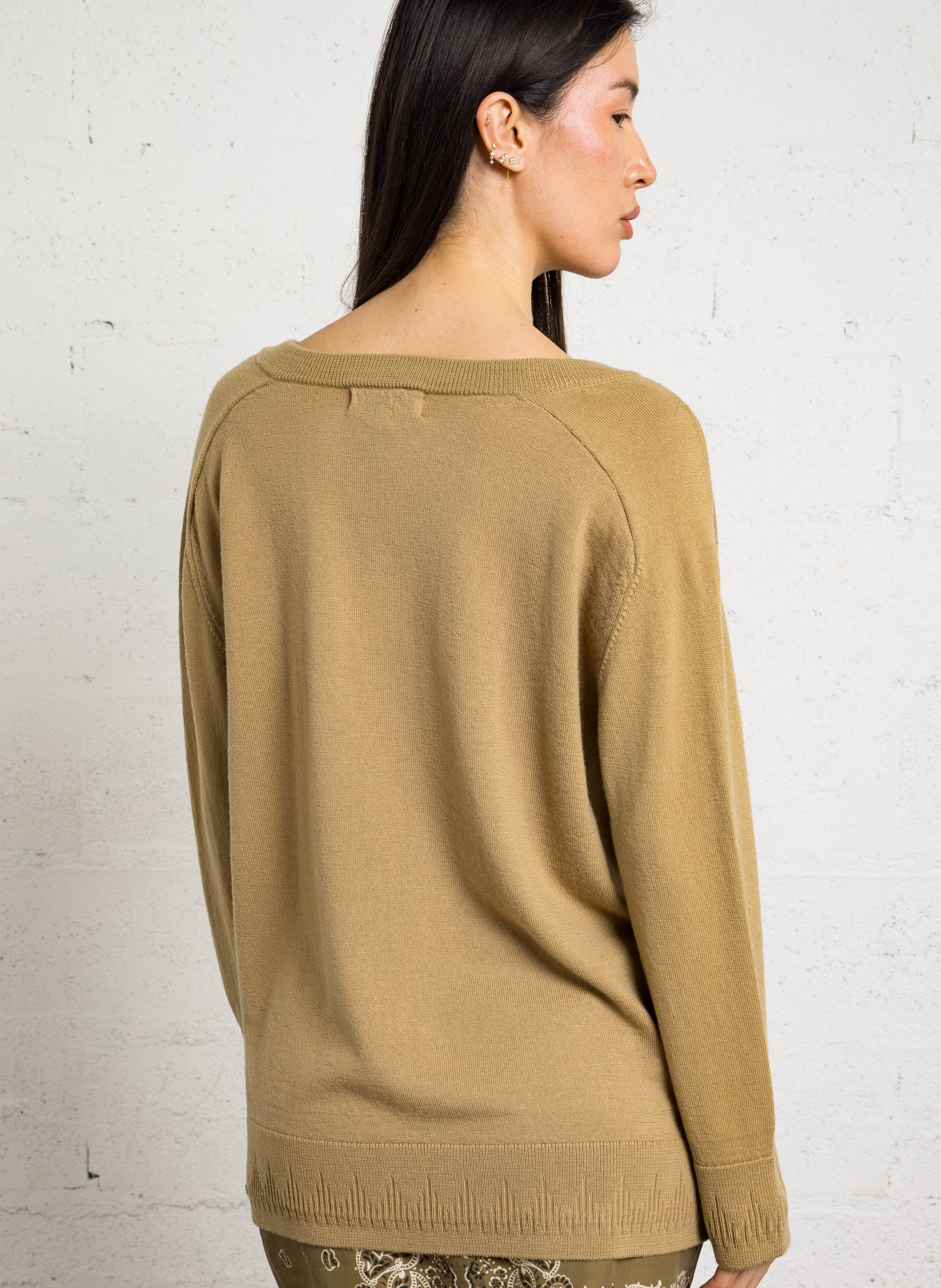 Loose-fit wool V-neck sweater MAISON ANJE Beige