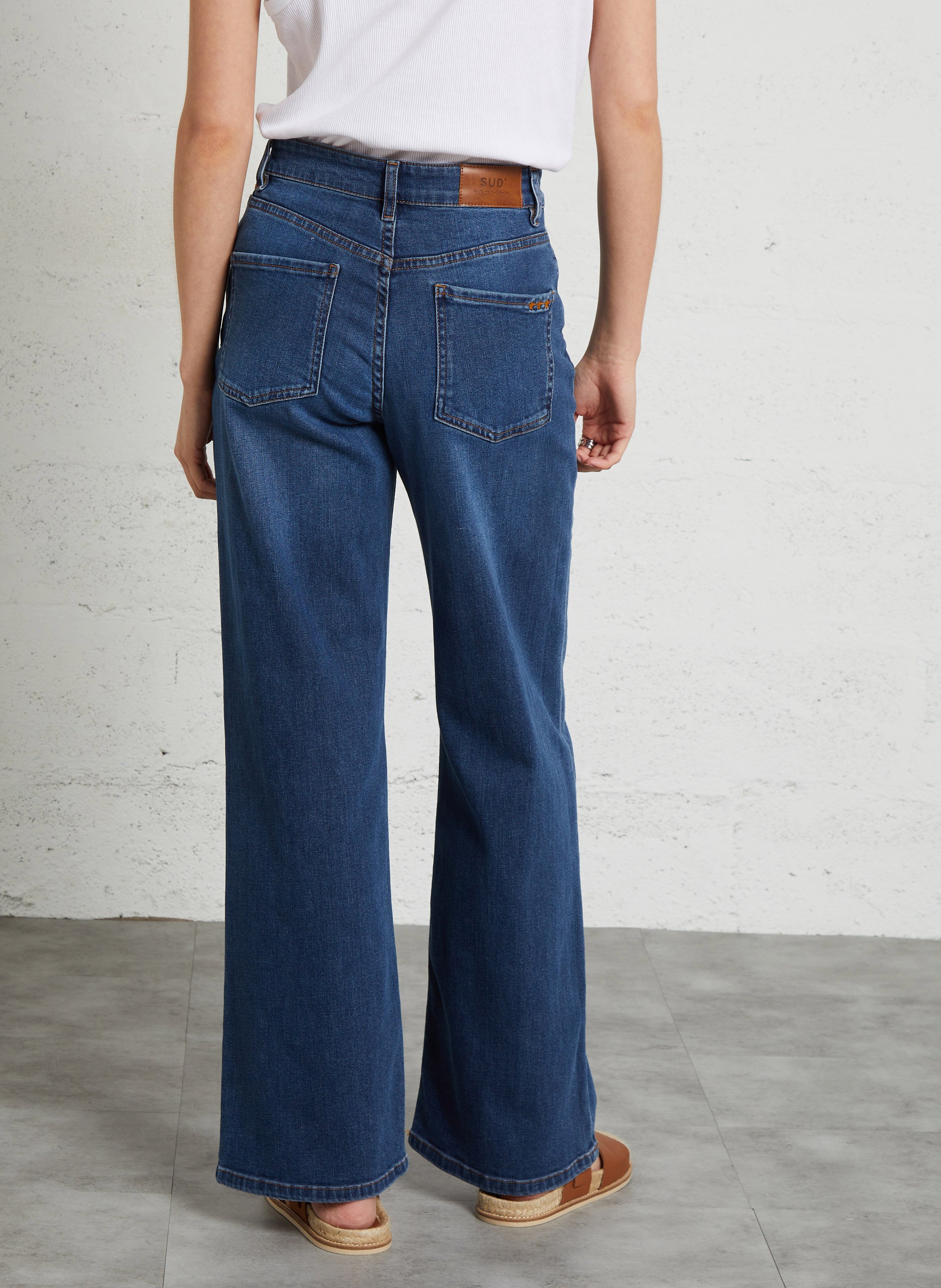 Cotton-blend wide-leg jeans SUD EXPRESS Black