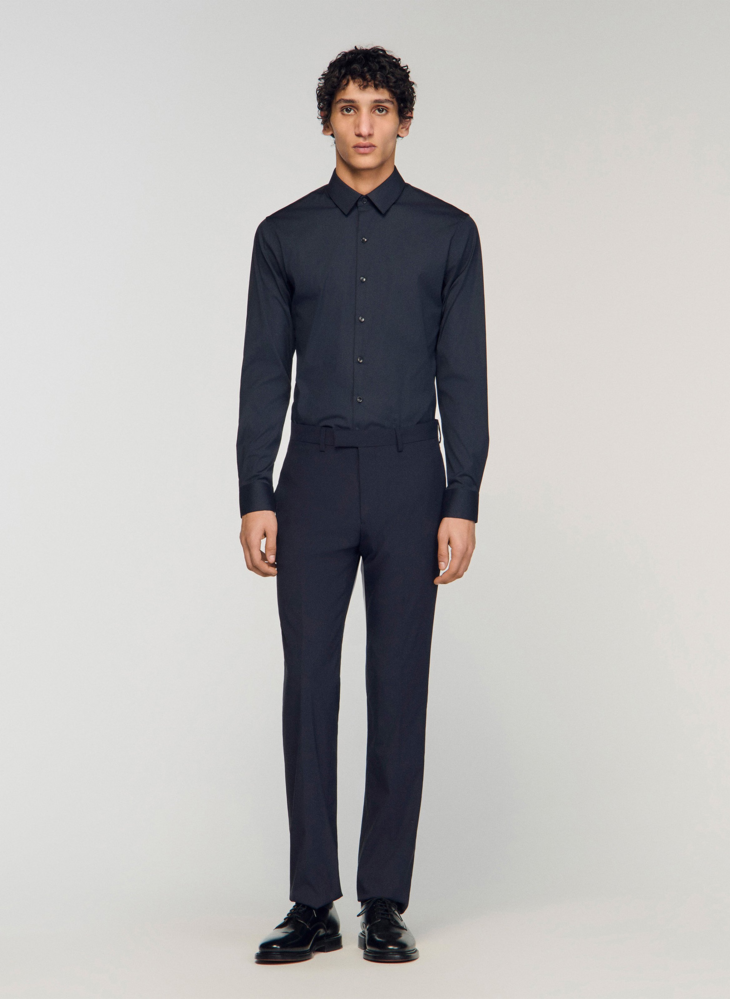 Chemise slim-fit en coton stretch SANDRO Blauw