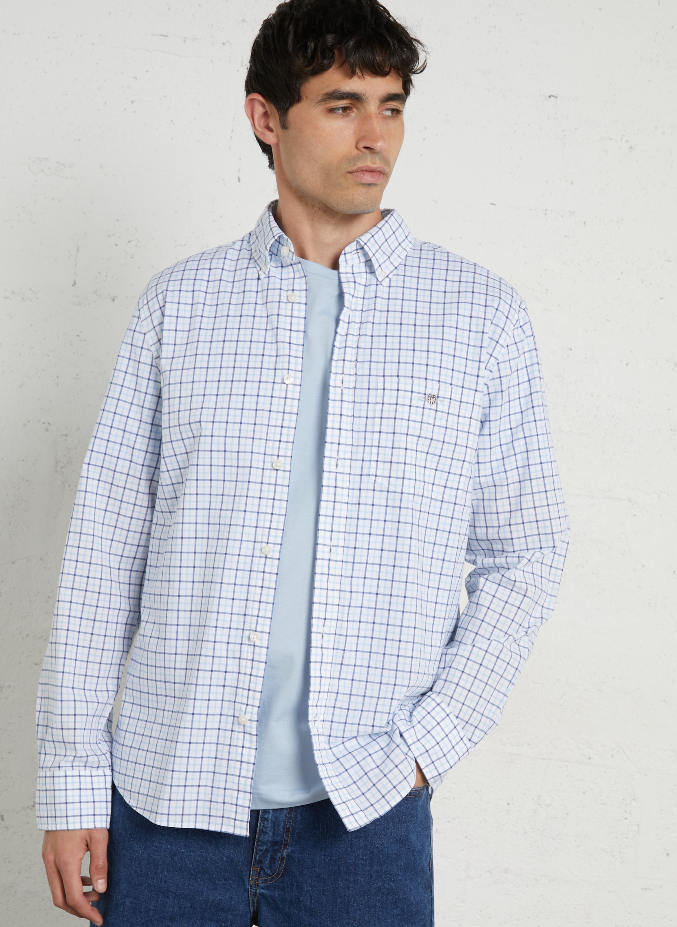 Chemise regular-fit col américain à carreaux en coton GANT