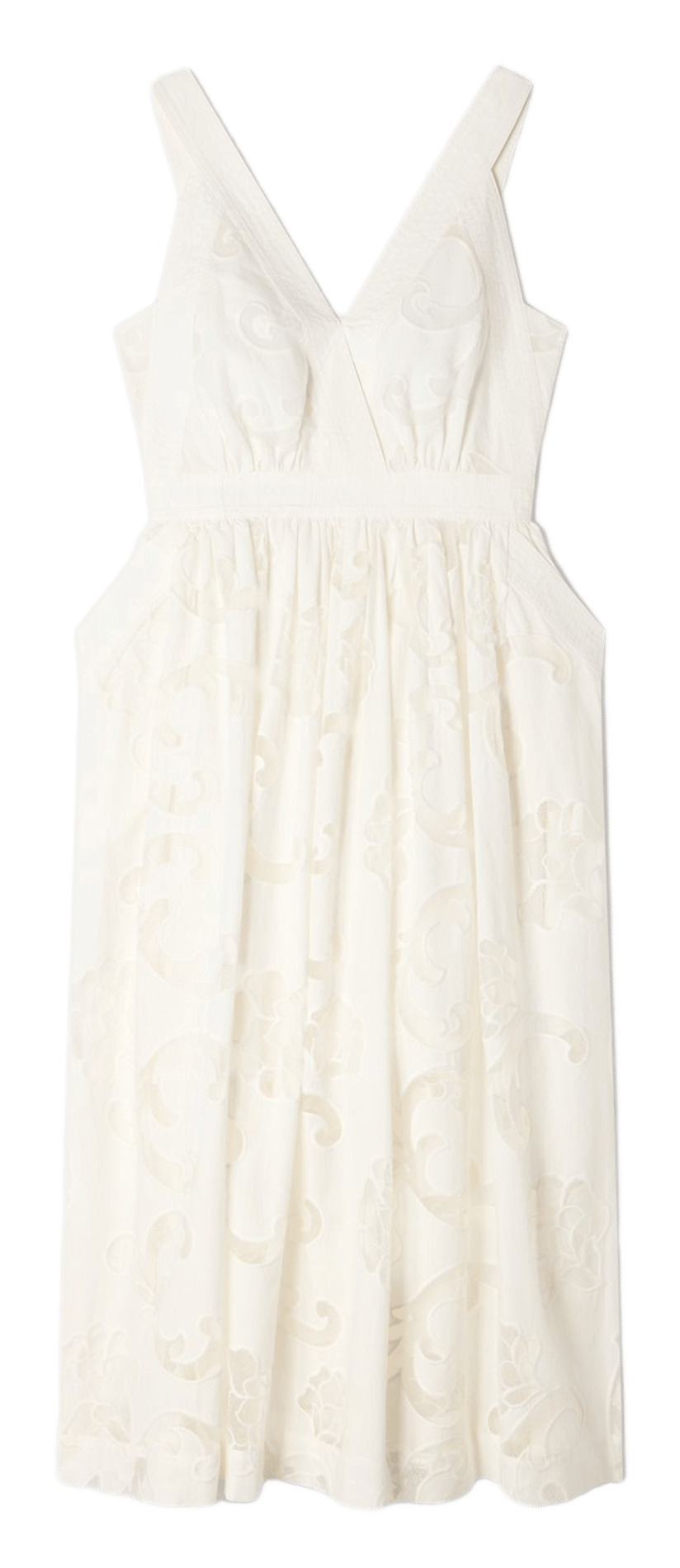 Halflange jurk met V-hals - katoenblend SANDRO Beige