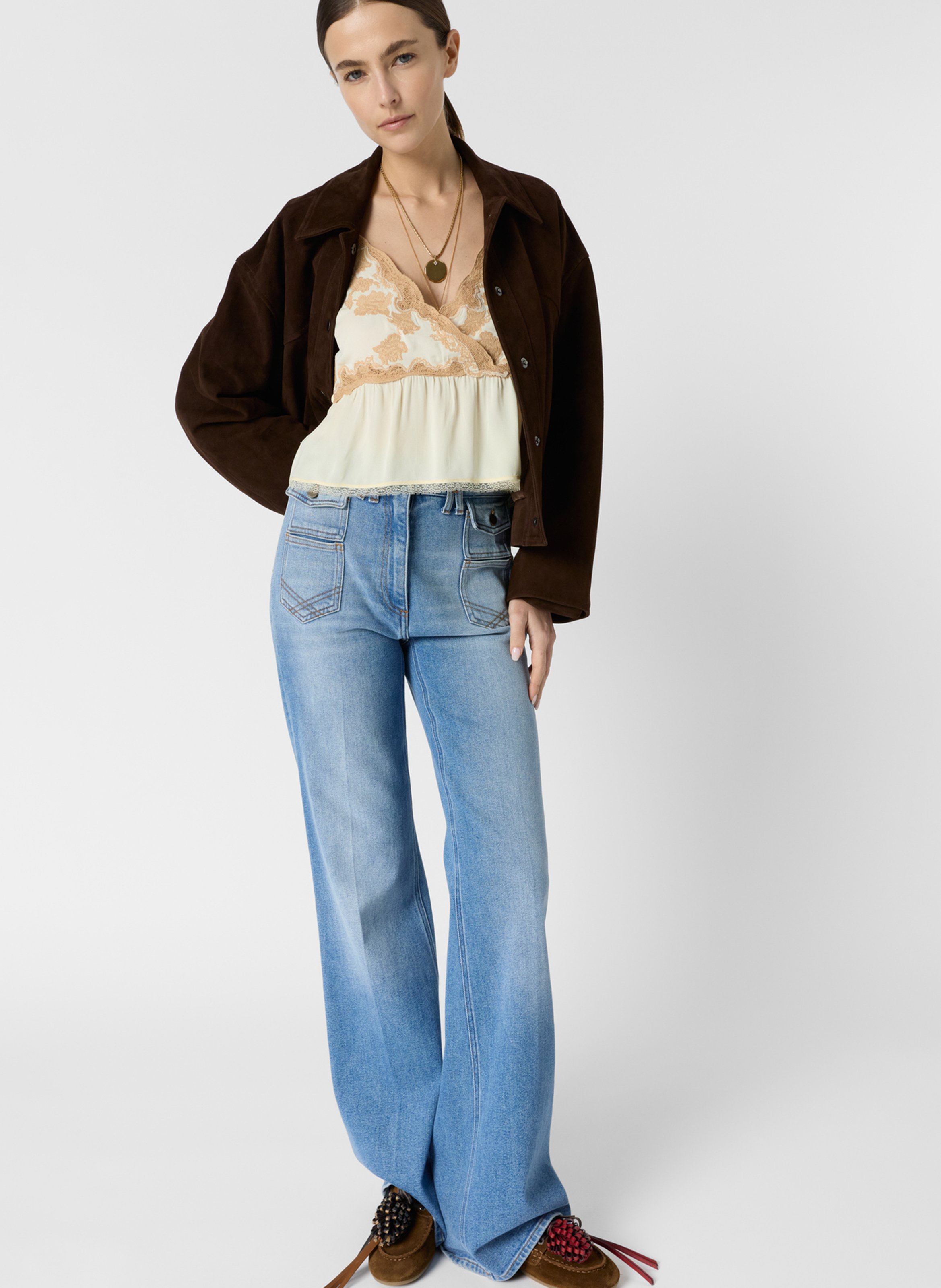 Top recto con cuello de pico GERARD DAREL Beige