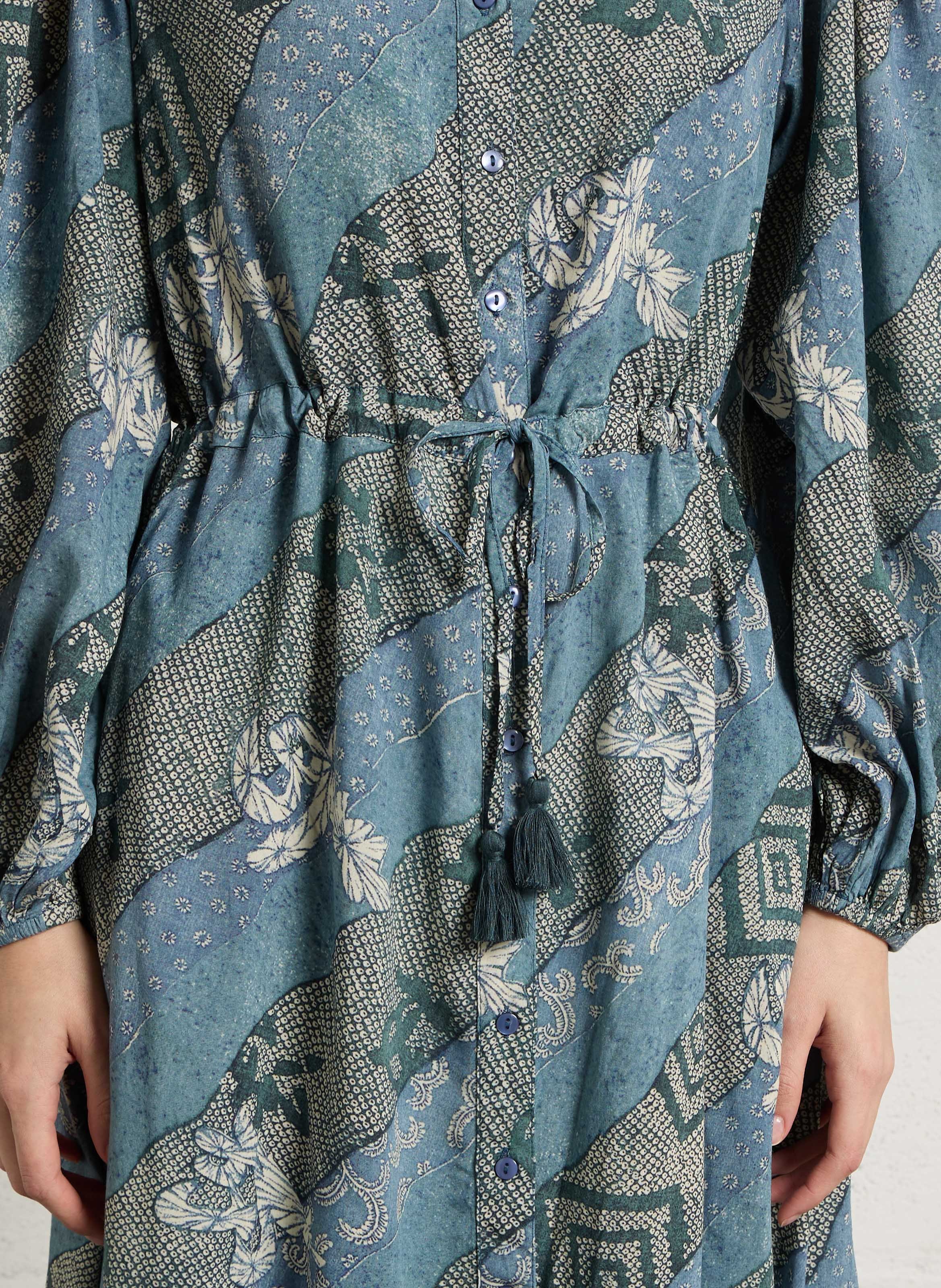 Bedrucktes Maxikleid aus 100% Viskose MAISON HOTEL Blau