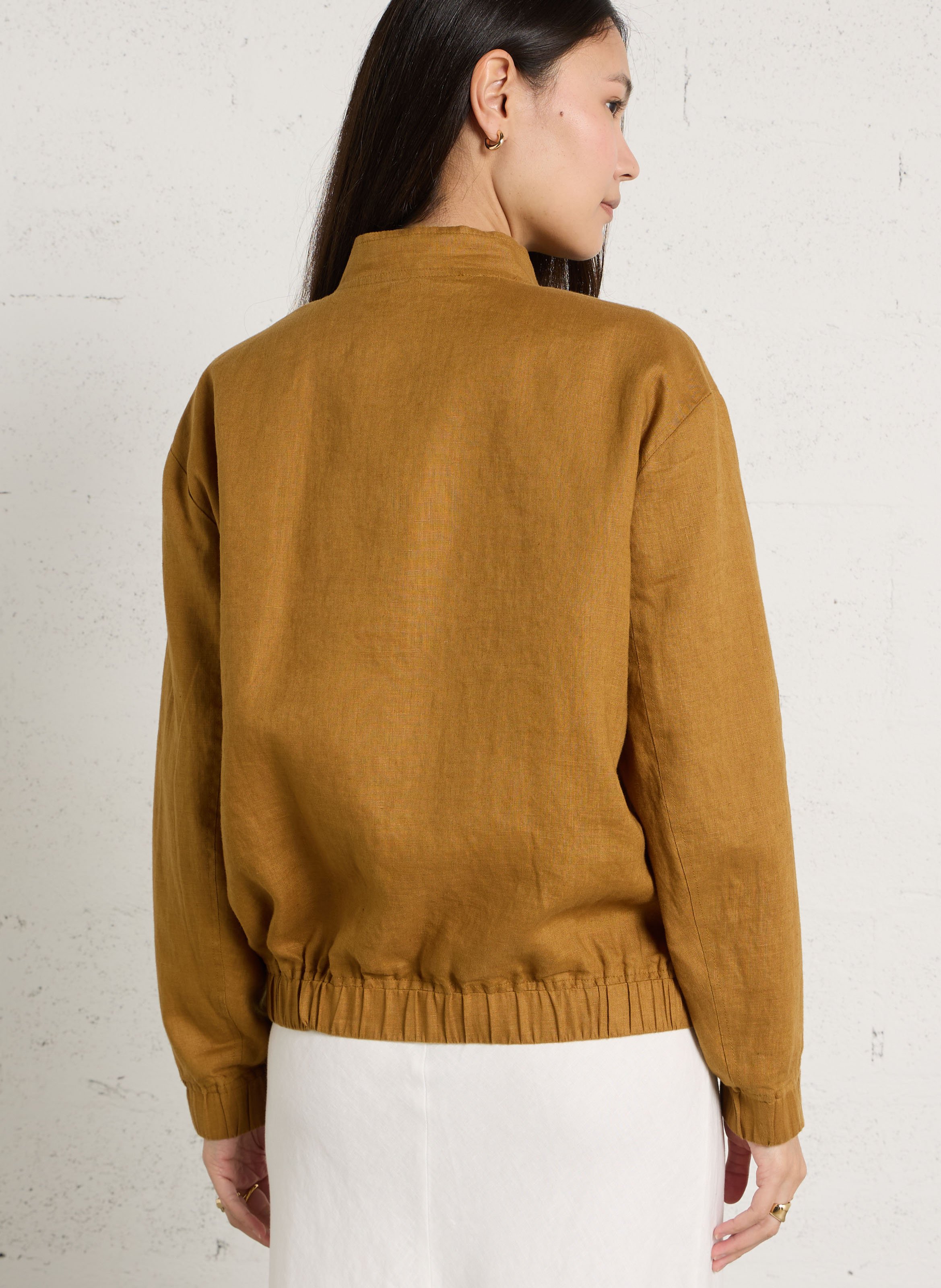 Blouson en lin col rond JC SOPHIE Marron