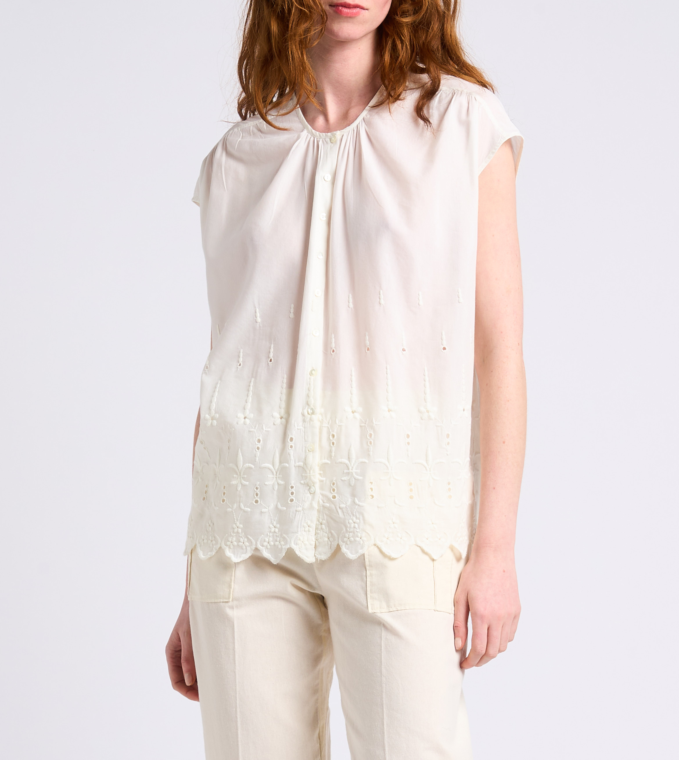 Chemise ample col rond en coton SWILDENS