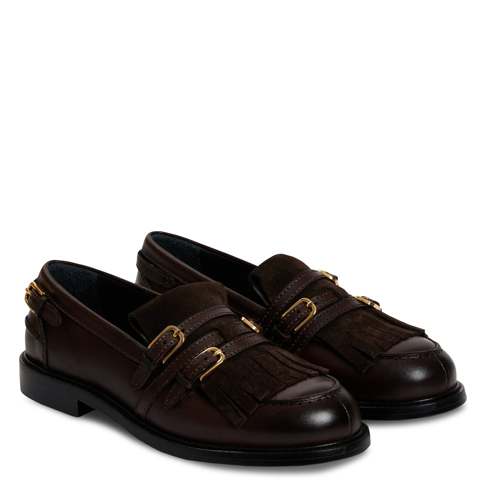Effen leren mocassins SANDRO Bruin