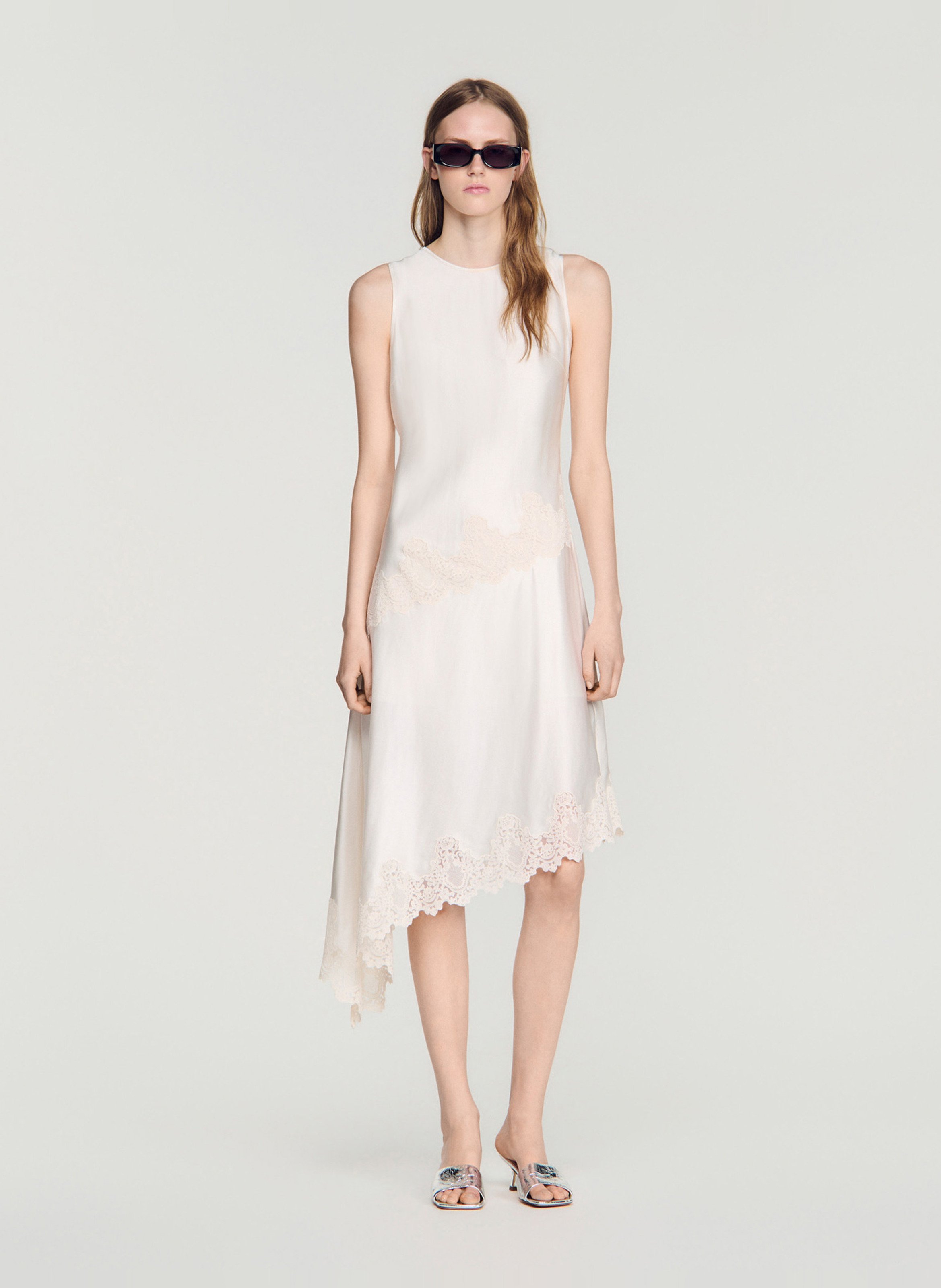 Halflange, asymmetrische jurk SANDRO Beige
