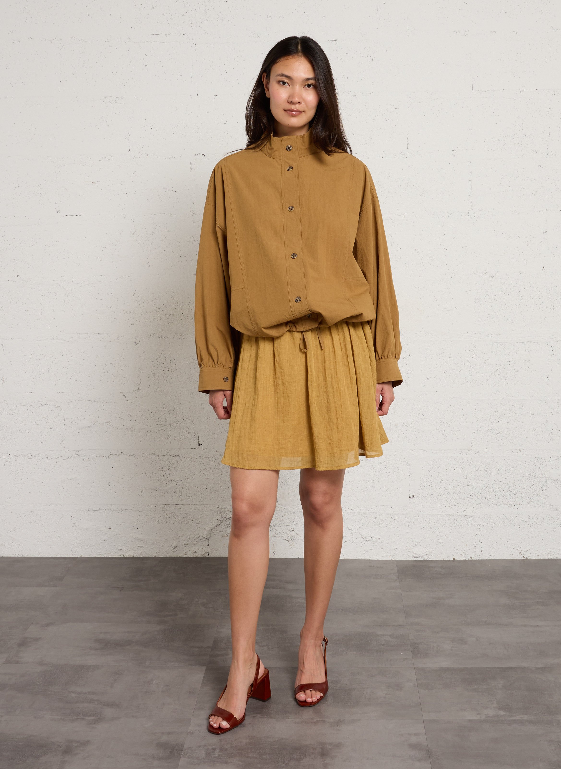 Veste légère col montant droite JC SOPHIE Marron