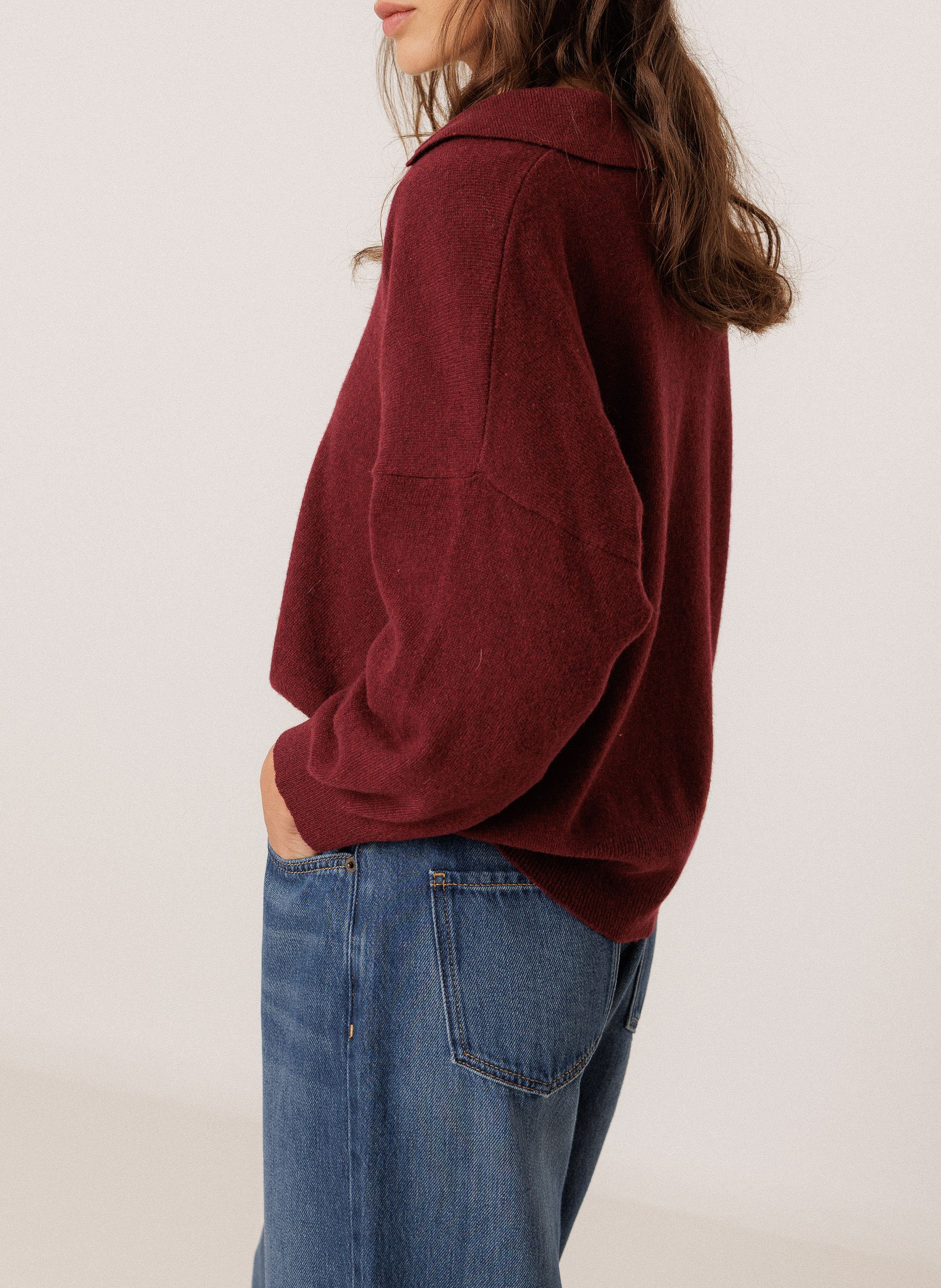 Oversized V-neck sweater INDI & COLD Purple
