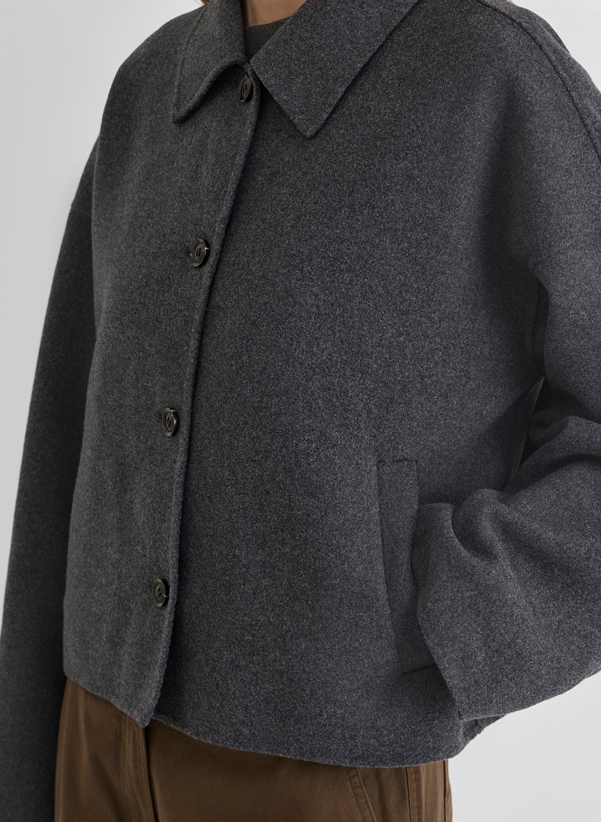 Manteau ample boutonné uni ROUGE EDIT Gris