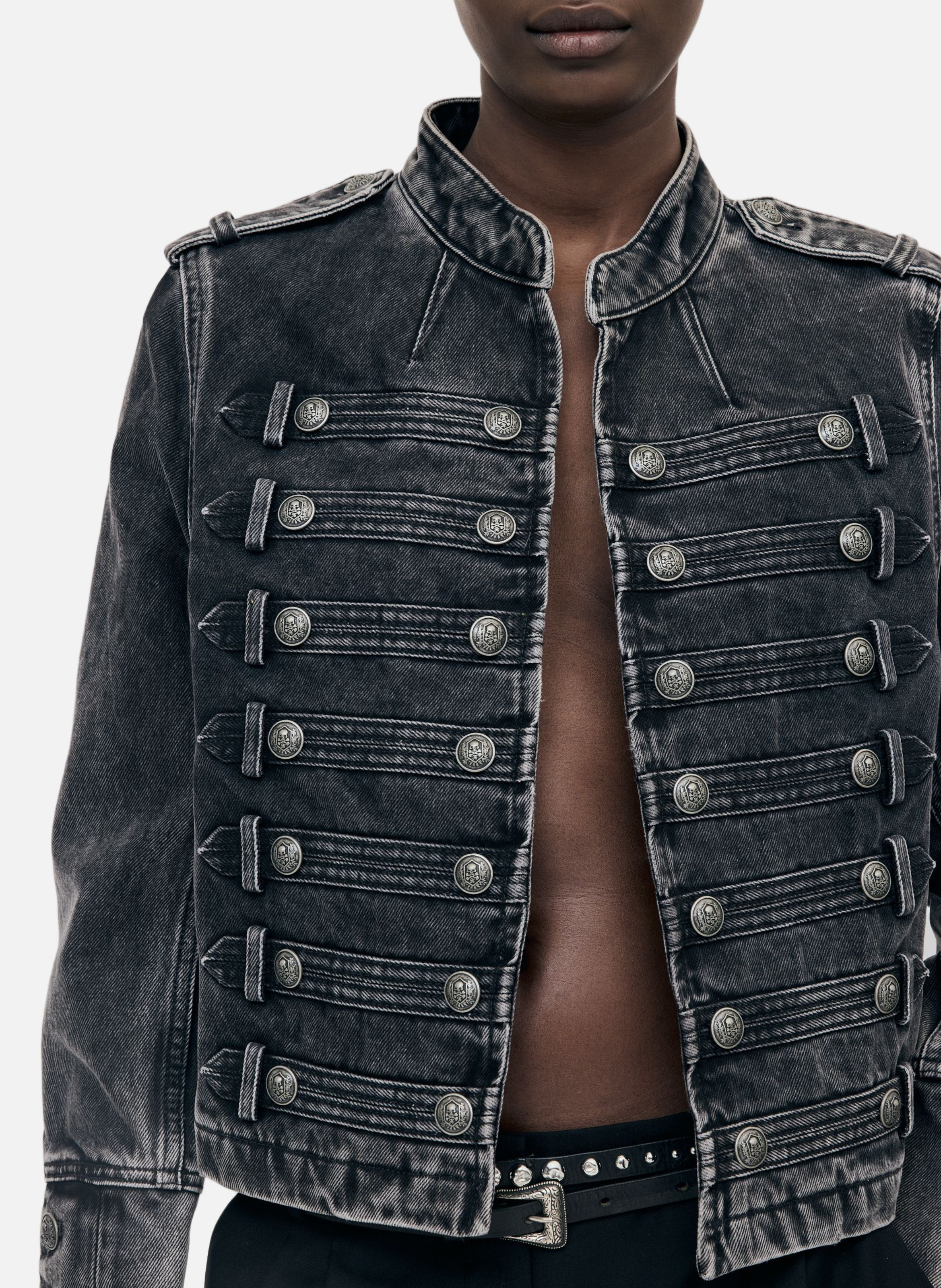 Officer style denim jacket THE KOOPLES Black