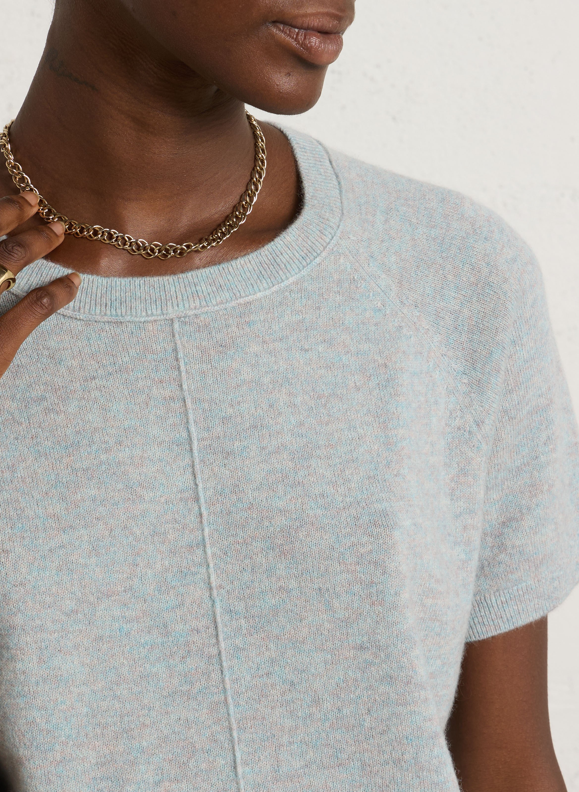 Pull droit col rond en cachemire MAISON 123 Bleu