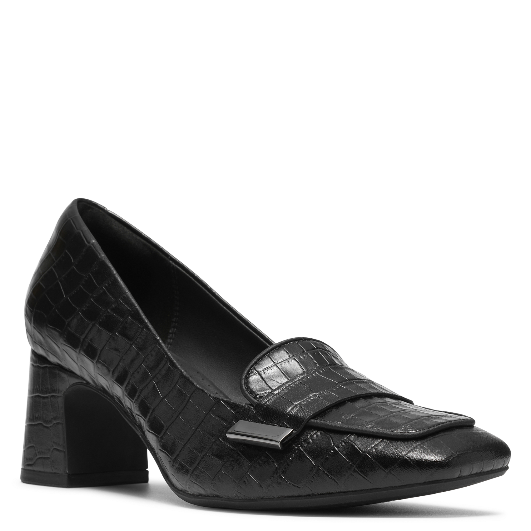 Mocassins à talons en cuir effet croco CLARKS Noir