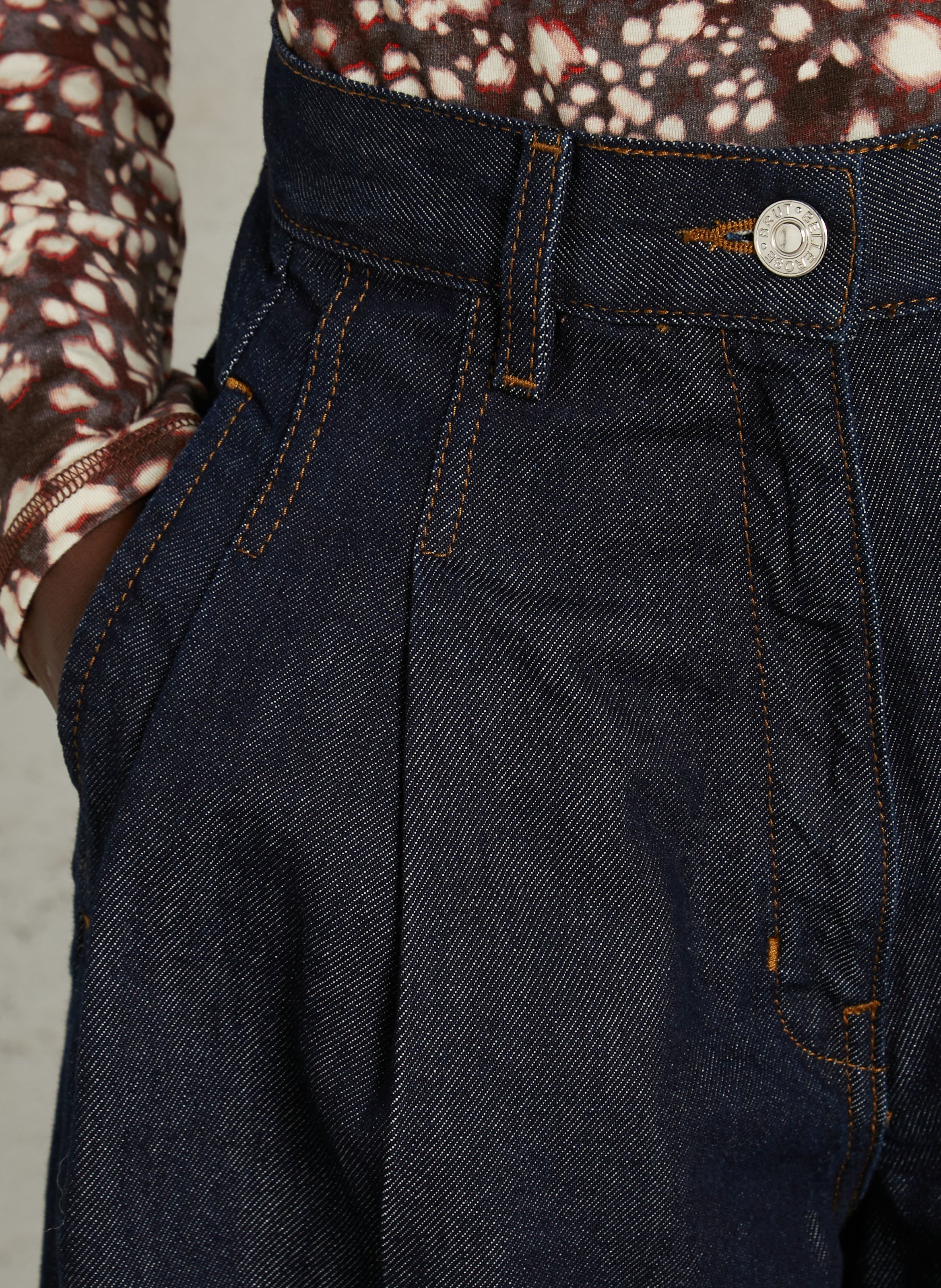 Pantalon droit large en coton BELLEROSE Bleu