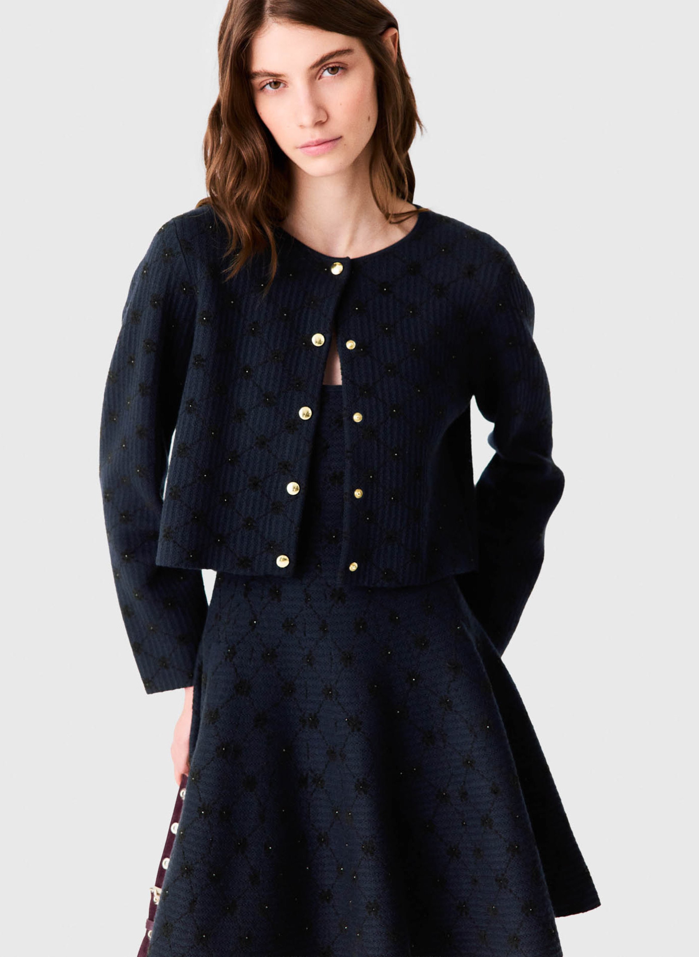 Straight round neck cardigan MAJE Blue