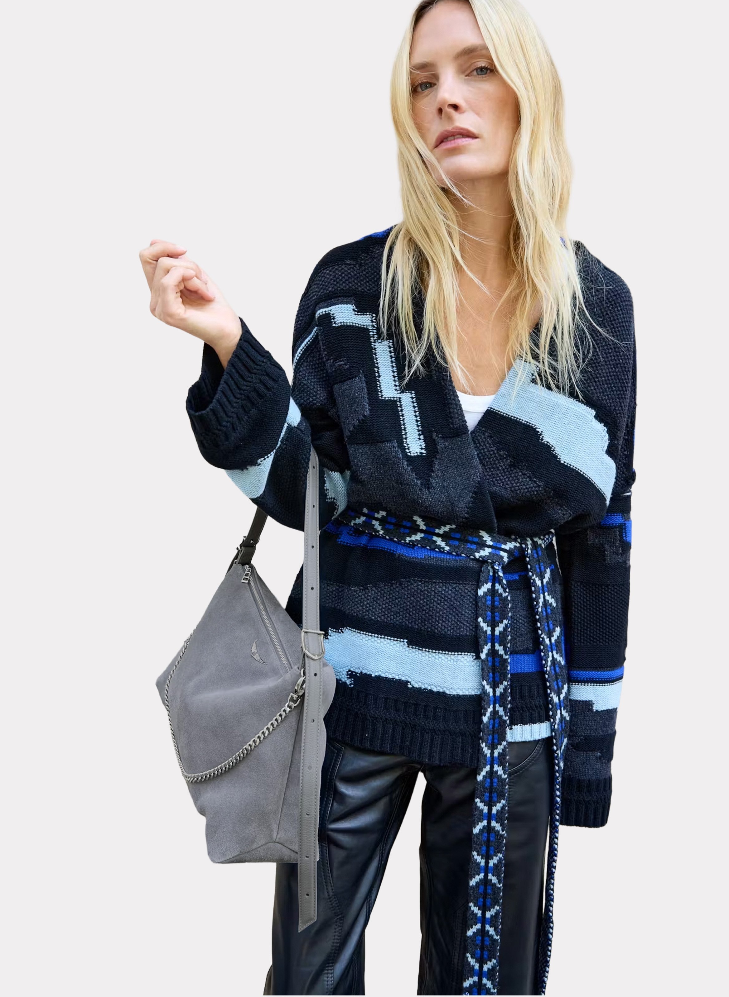 Leren schoudertas ZADIG&VOLTAIRE Grijs
