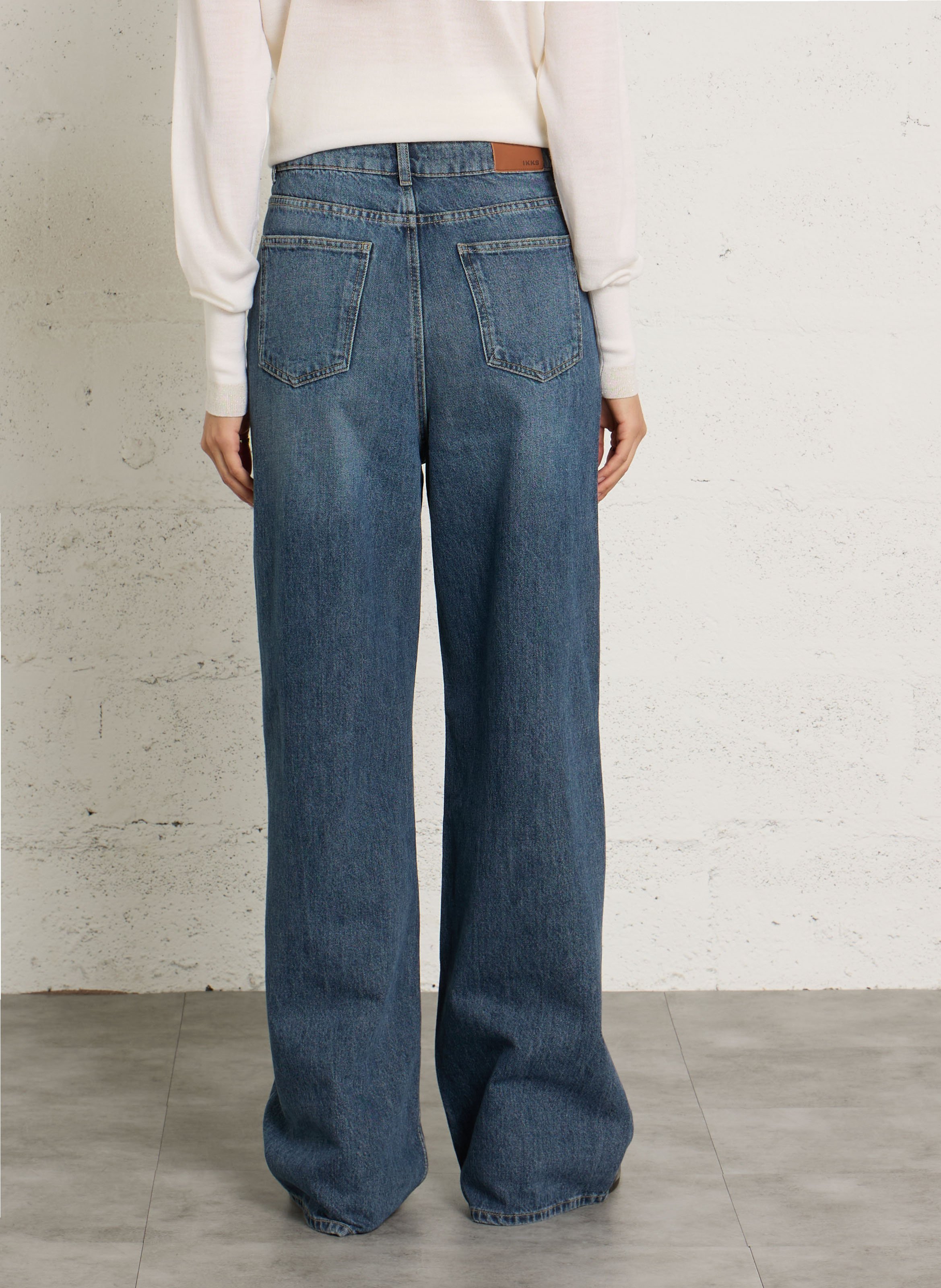Jean flare taille haute en coton IKKS Bleu