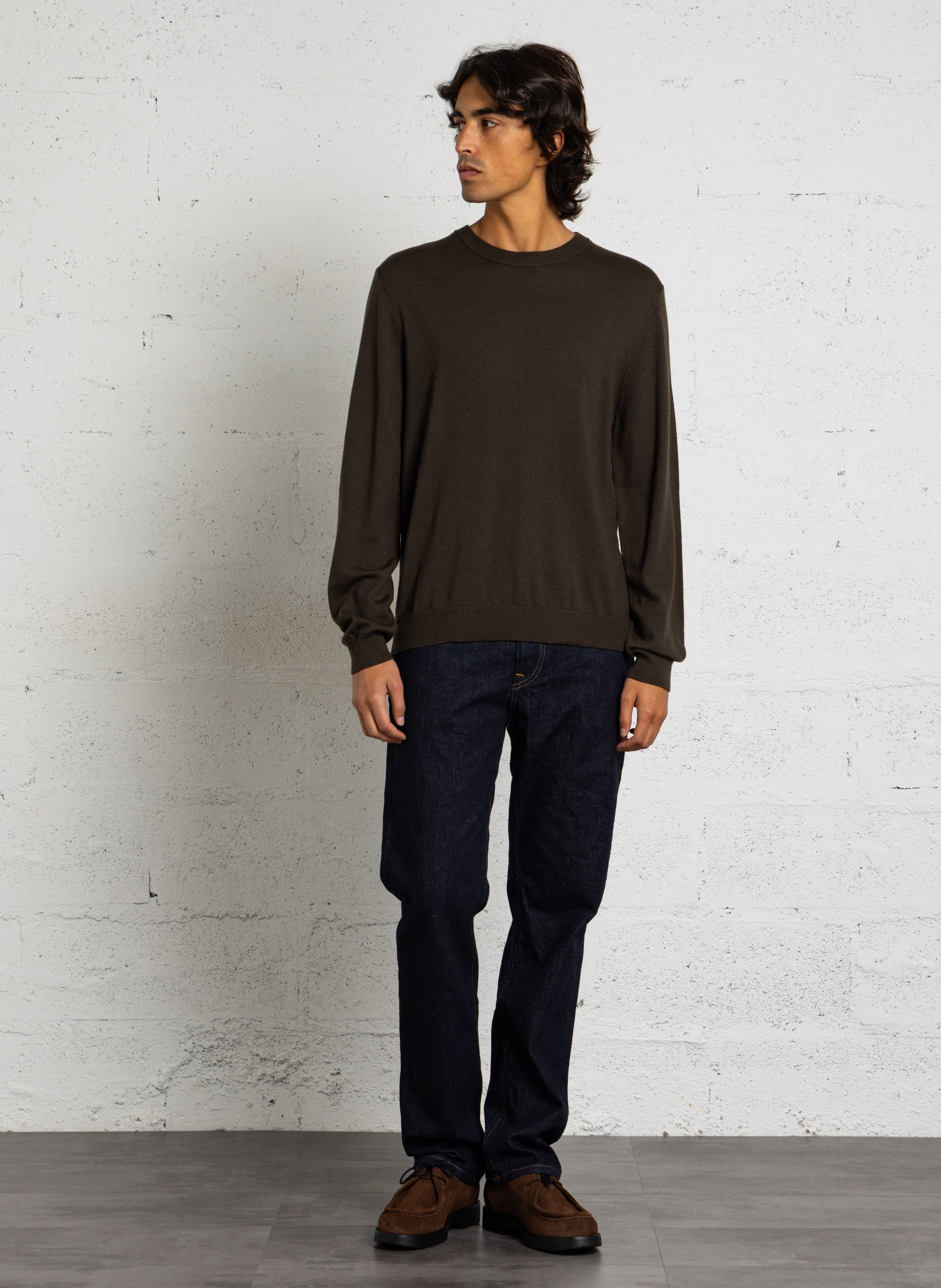 Round-neck fine wool top IKKS Khaki