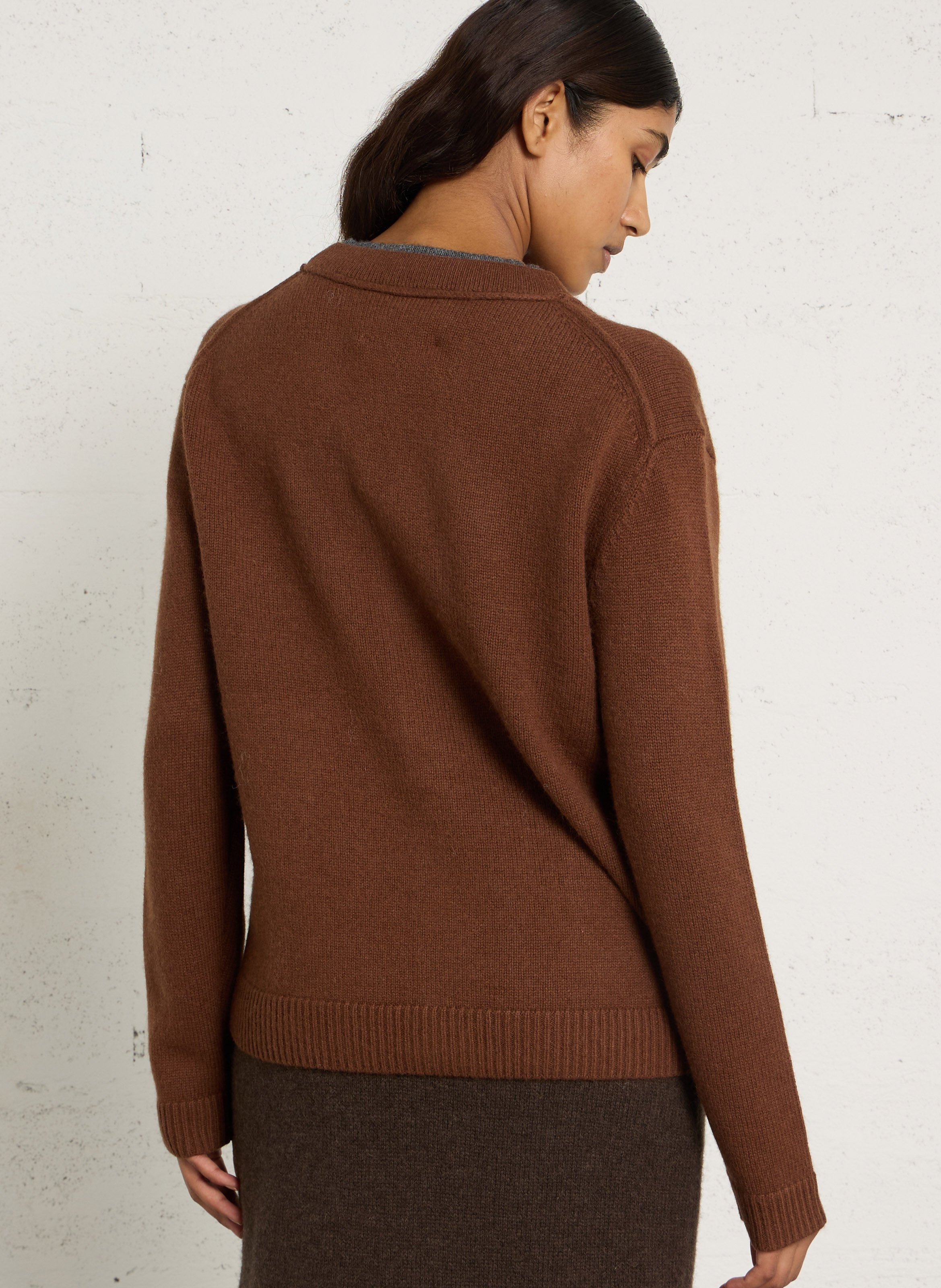 Weiter Cardigan mit V-Ausschnitt aus Wolle MAISON 123 Beige