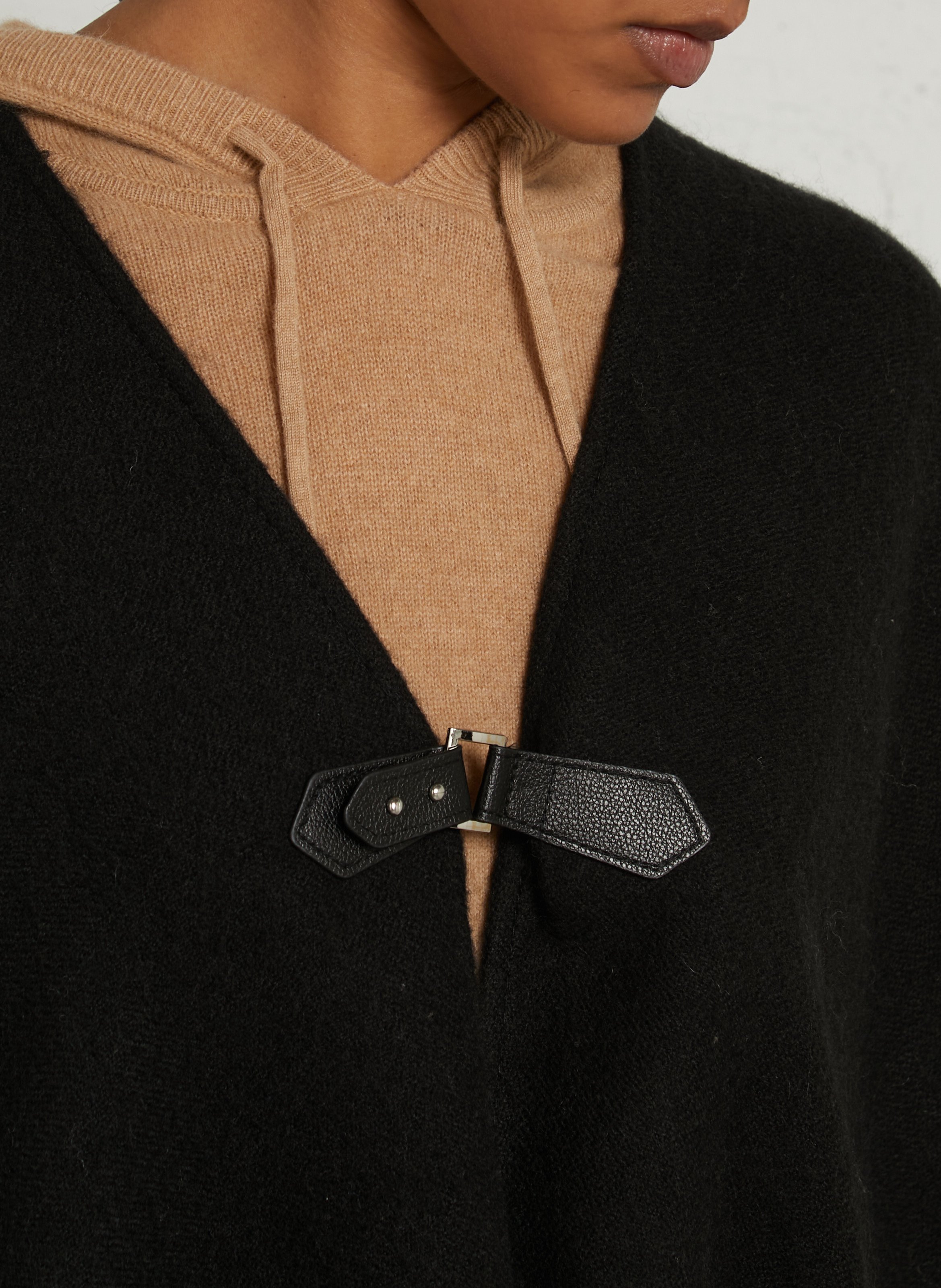 Cape met V-hals en franjes IKKS Zwart