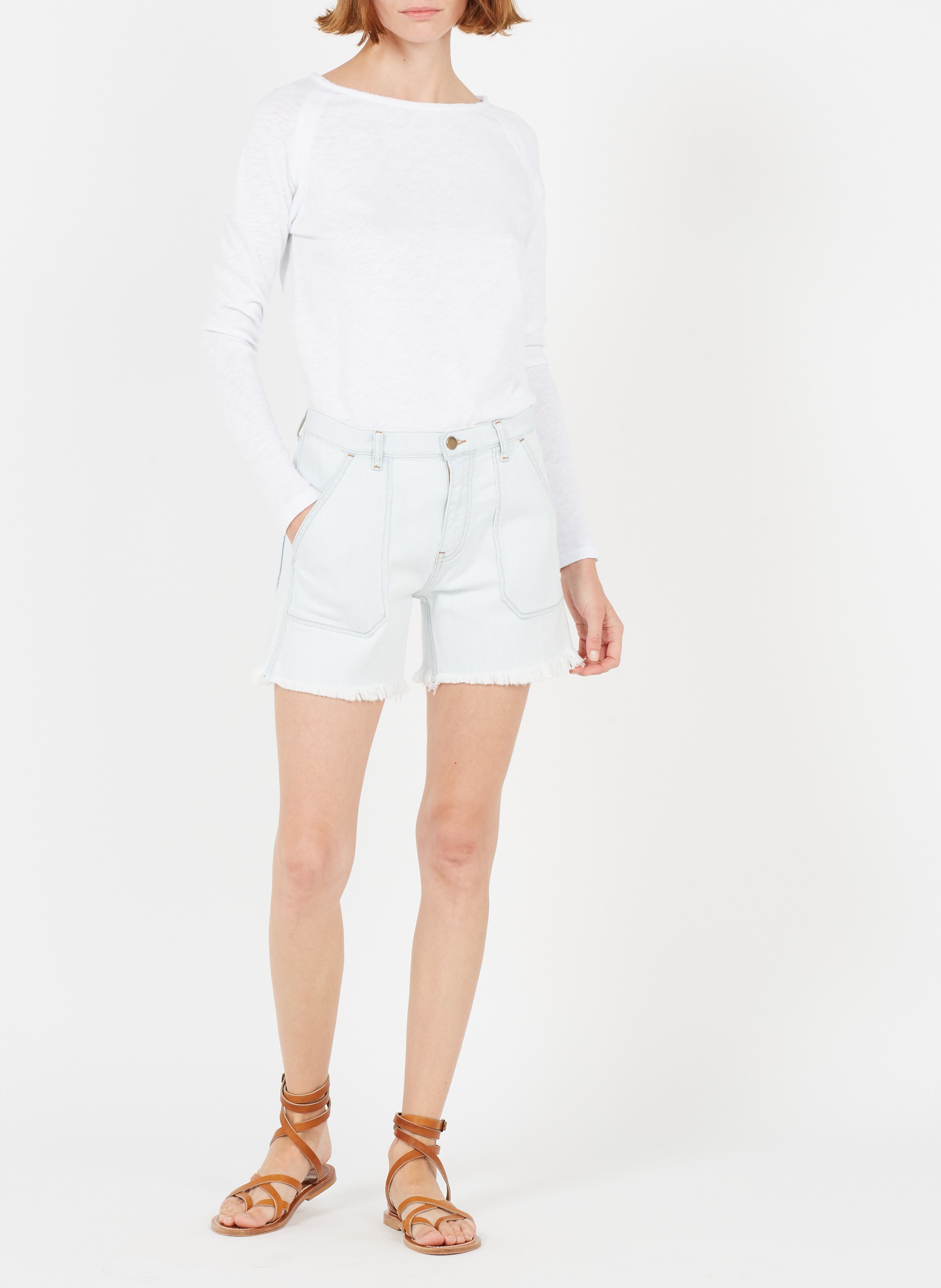 Tee-shirt à col bateau en coton AMERICAN VINTAGE Blanc