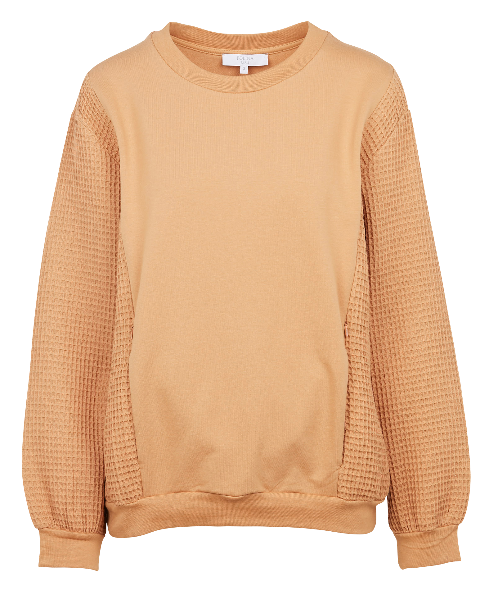 Katoenen zwangerschapstop met lange mouwen POLINA Bruin