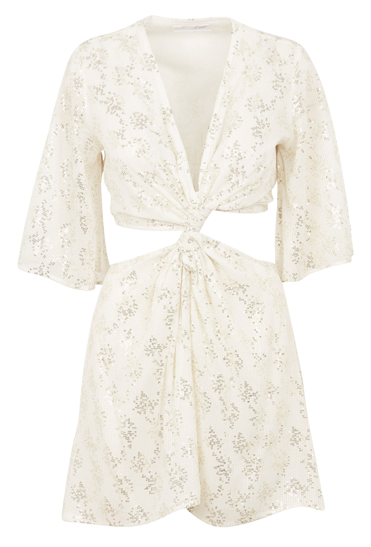 Short sequined open dress SUNDRESS White