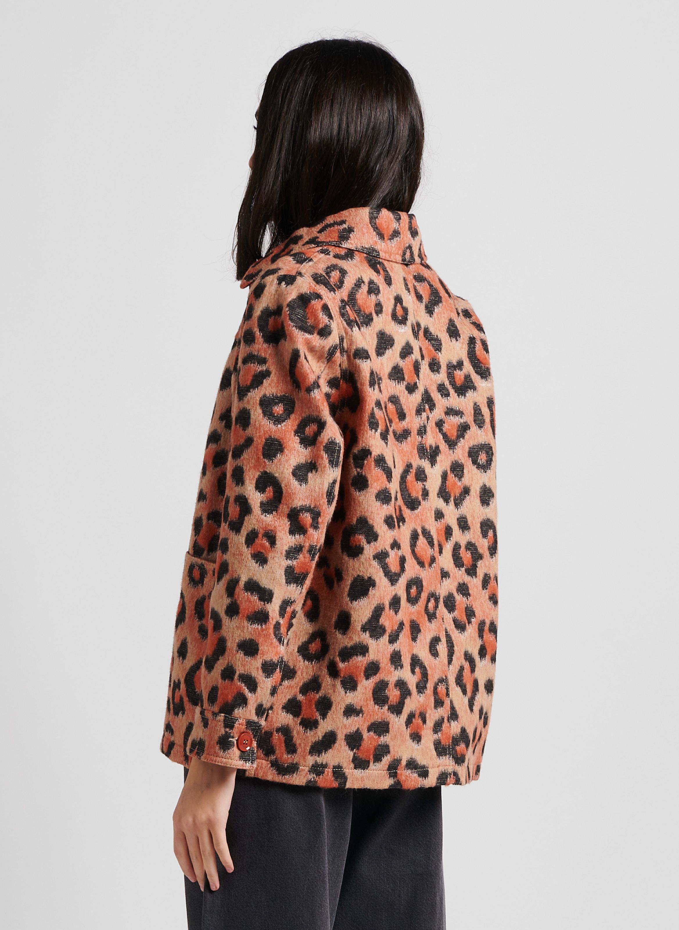 Multicolored Leopard print jacket with classic collar