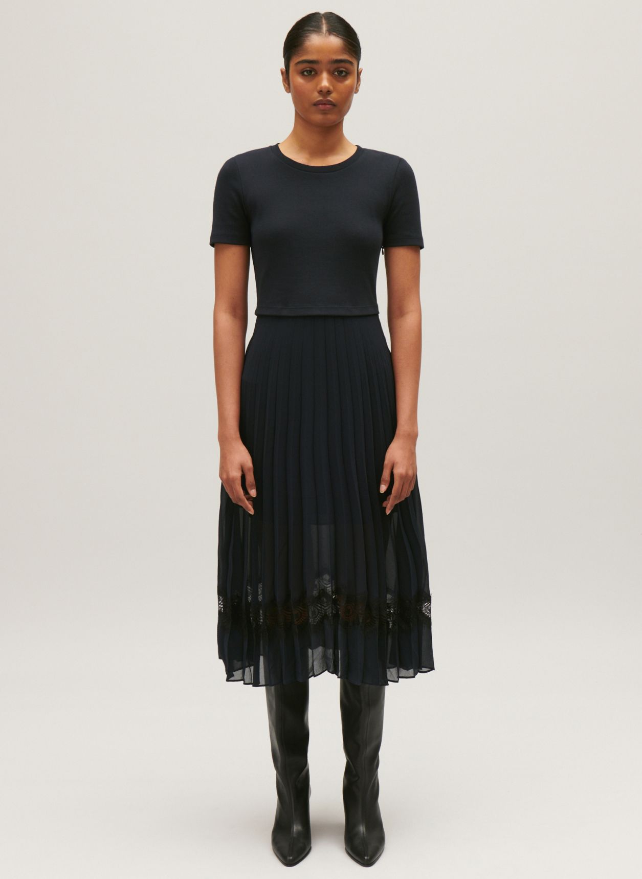 Long Dress With Pleated Skirt Bicolore Claudie Pierlot Women