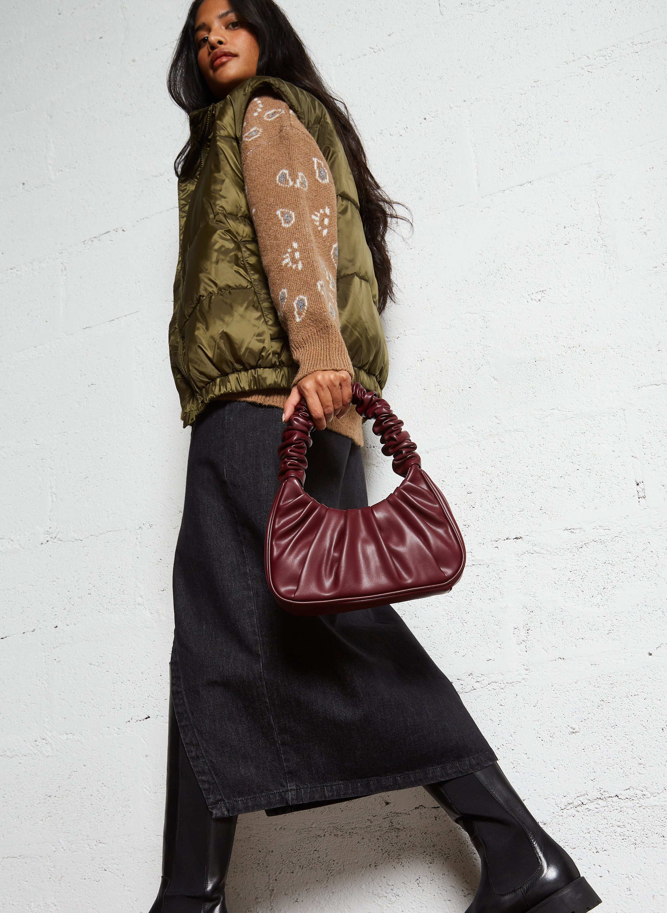 Sac à main plissé AU PRINTEMPS PARIS Rouge