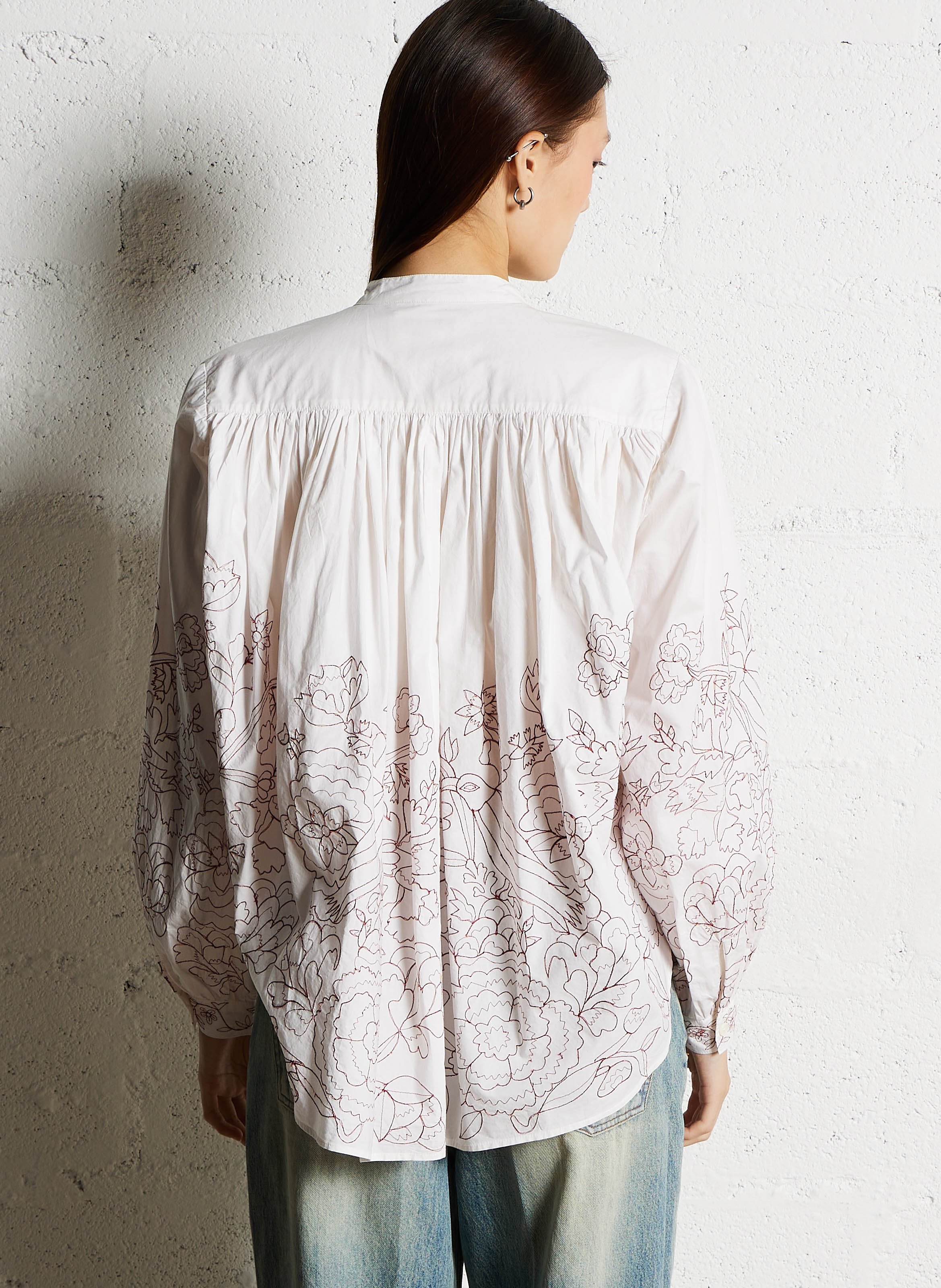 Round-neck loose cotton embroidered blouse LAURENCE BRAS White