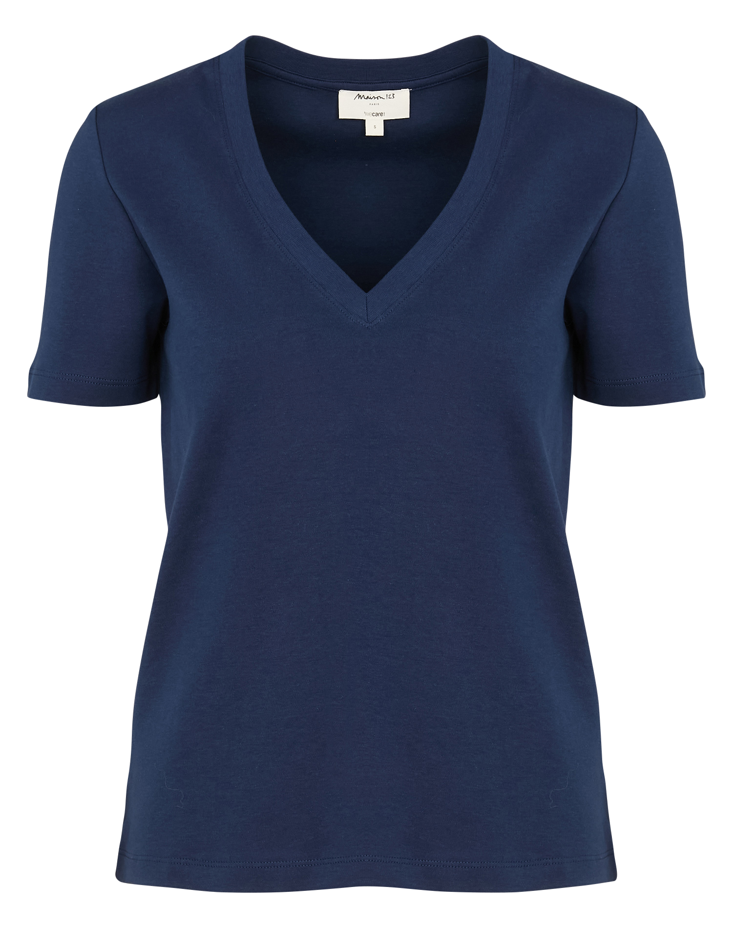 Gerade geschnittenes Baumwoll-T-Shirt mit V-Ausschnitt MAISON 123 Violett