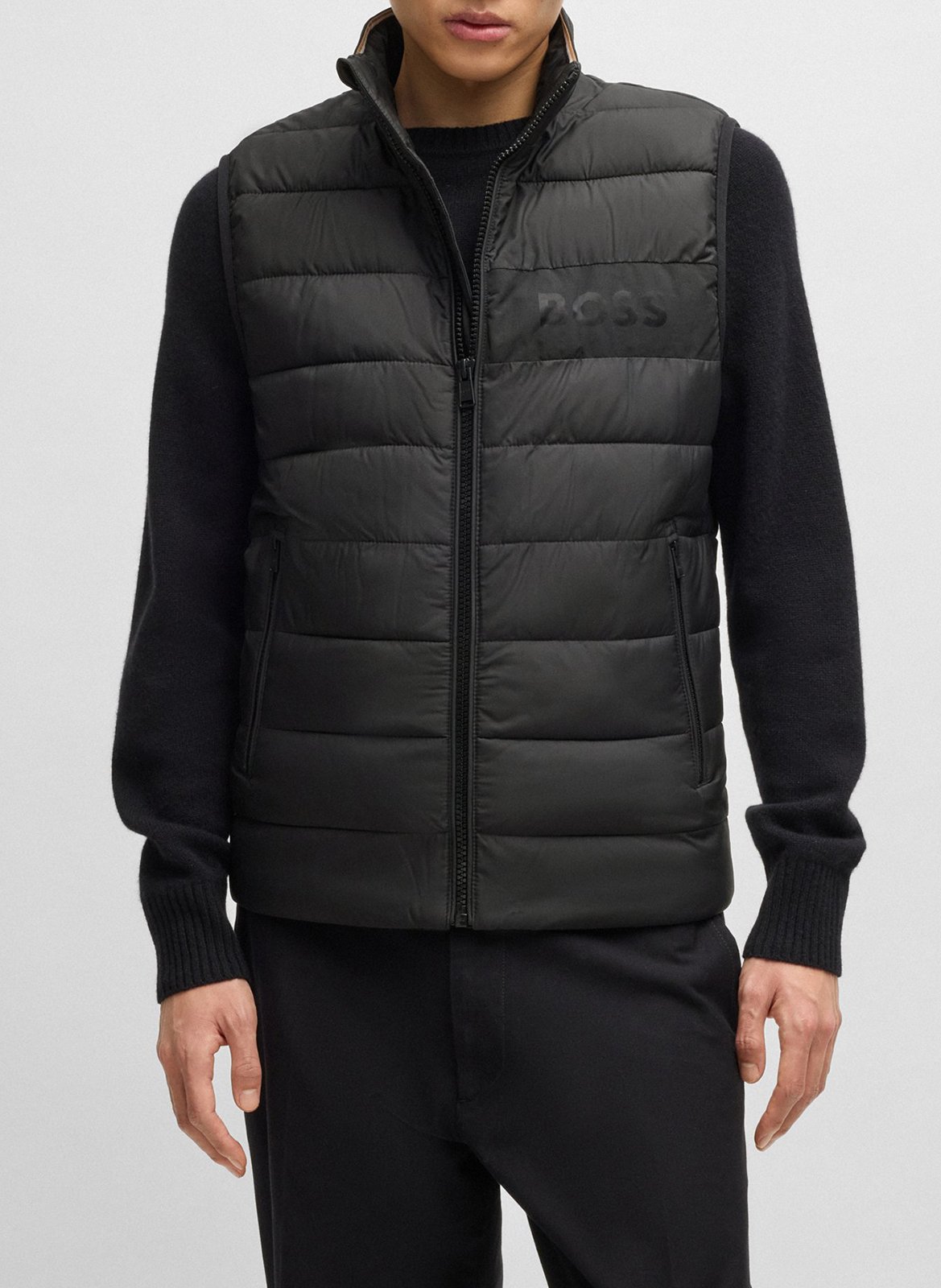 Straight sleeveless down jacket BOSS Black