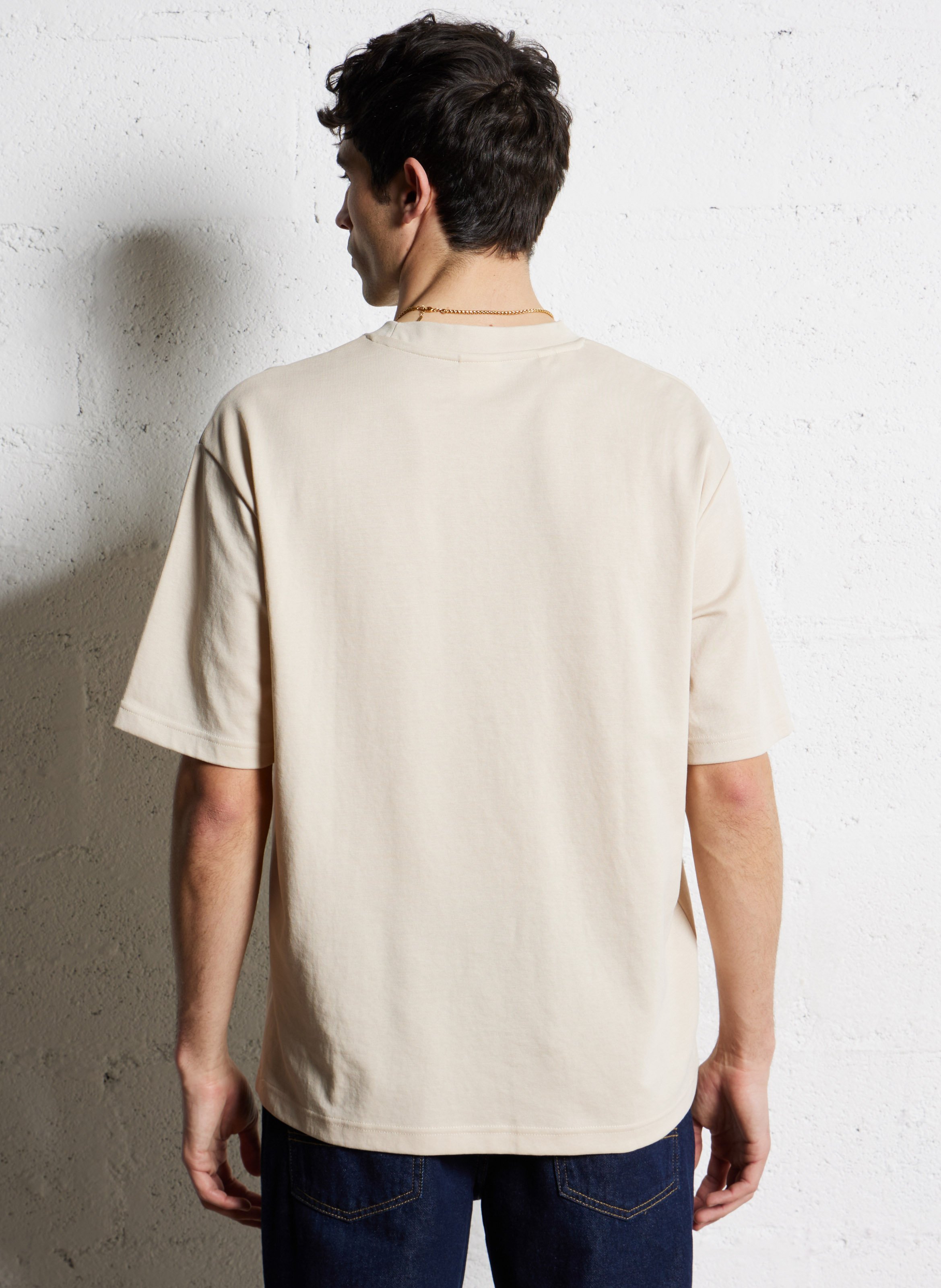 Oversized organic cotton blend t-shirt SELECTED Beige