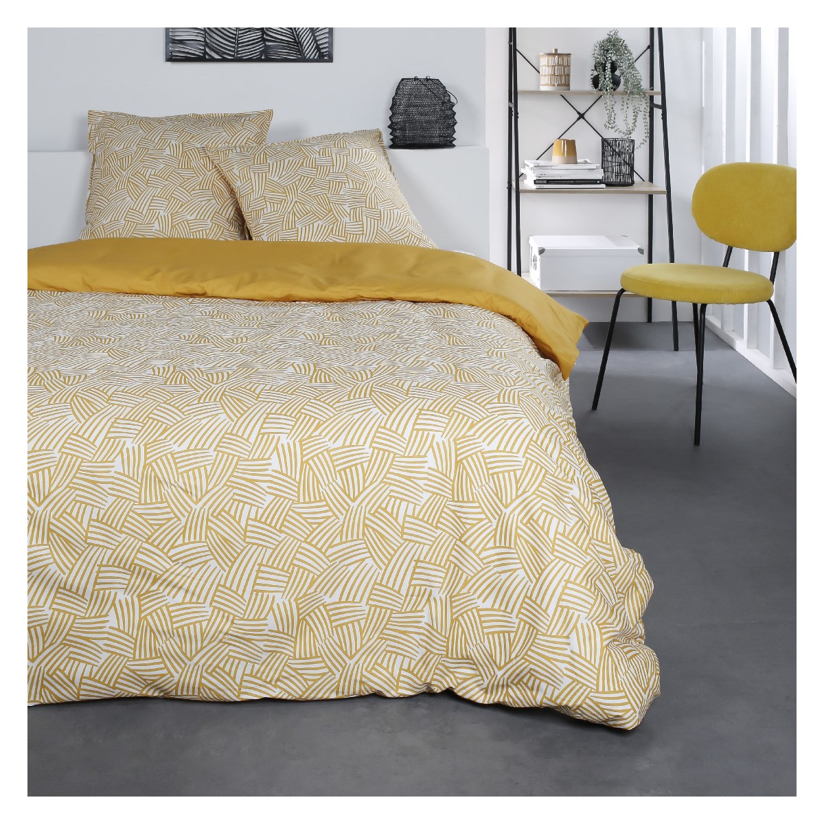 Parure de lit  imprimé en coton TODAY LINGE DE MAISON Jaune