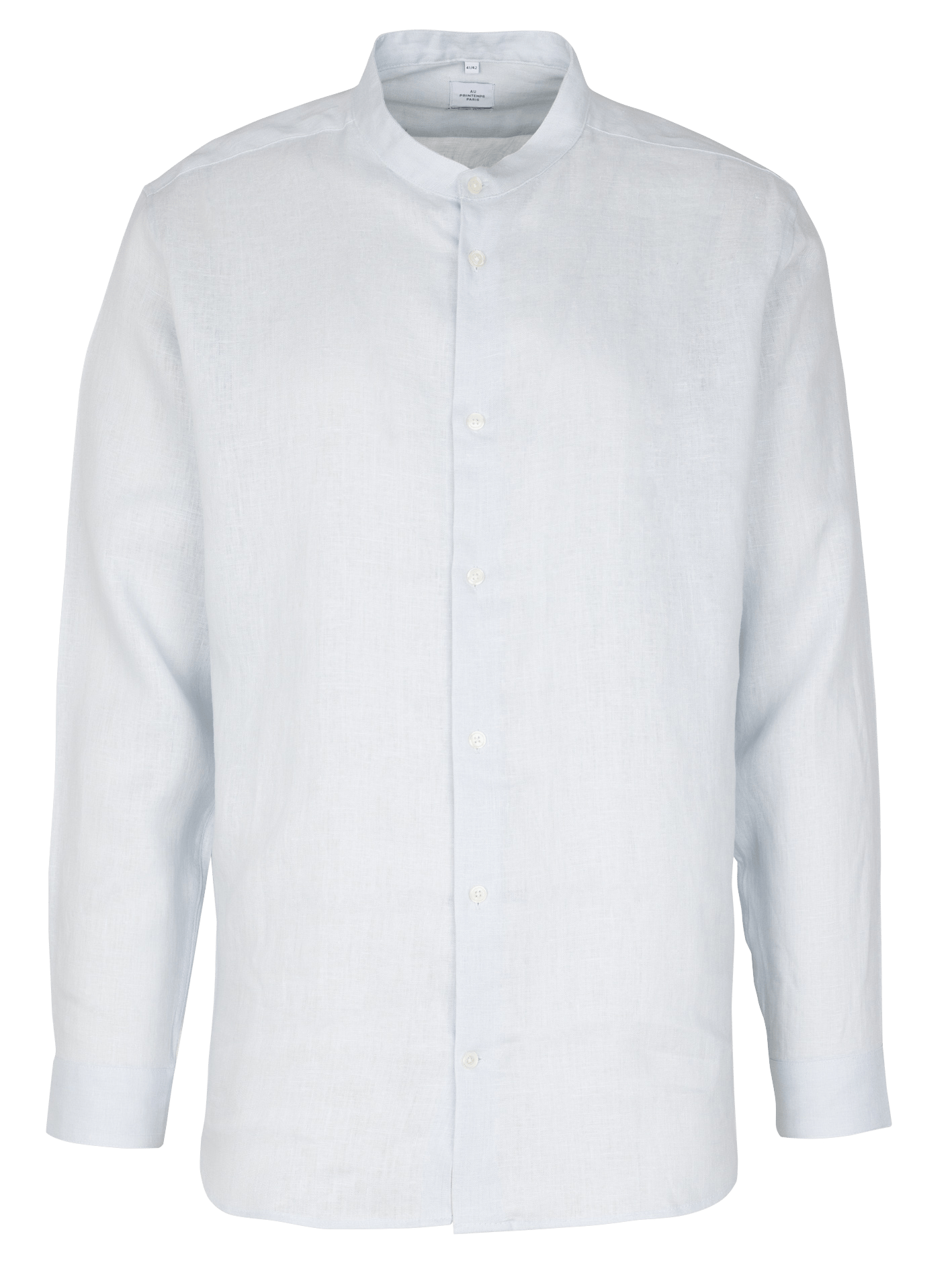 Mandarin collar linen shirt AU PRINTEMPS PARIS Blue