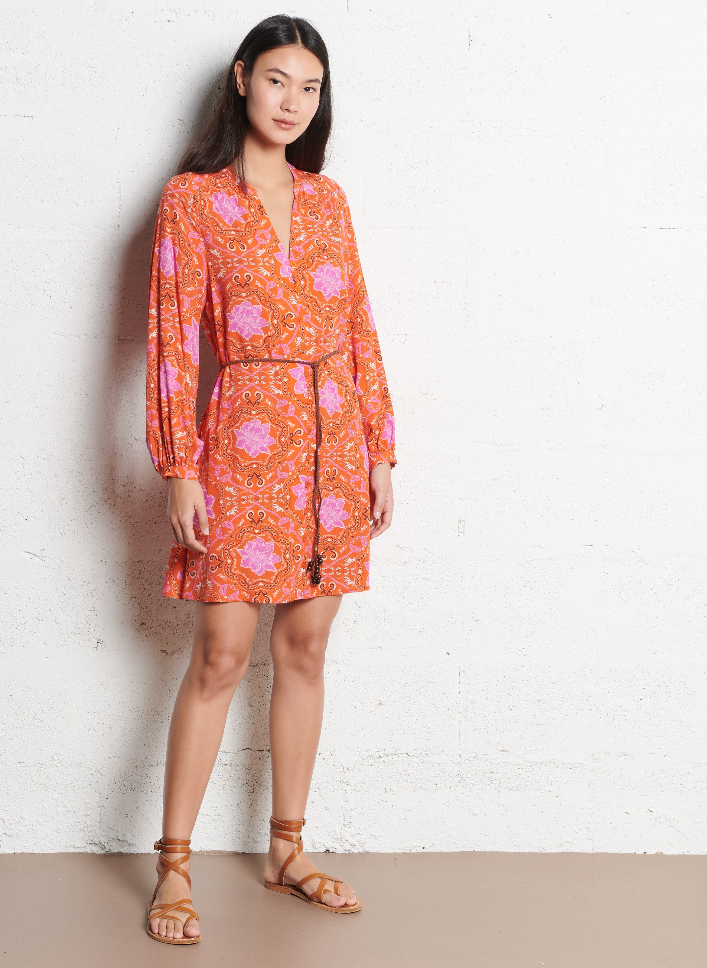 Halflange jurk met print LA PETITE ETOILE Oranje