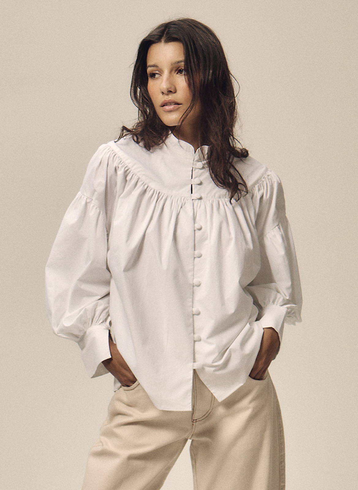 Straight cotton blouse NITAH White