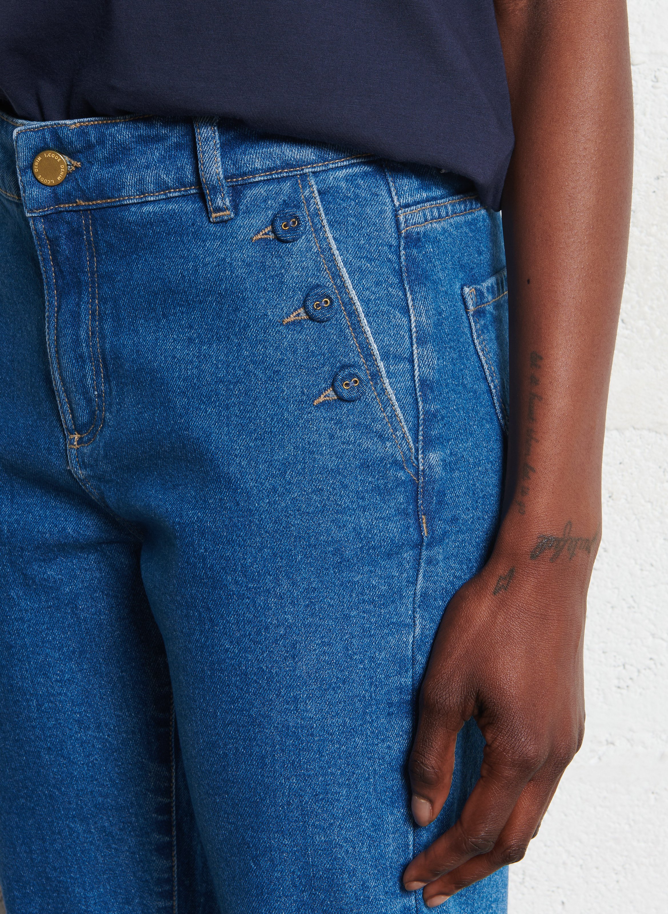 Jean flare en coton mélangé I CODE Bleu