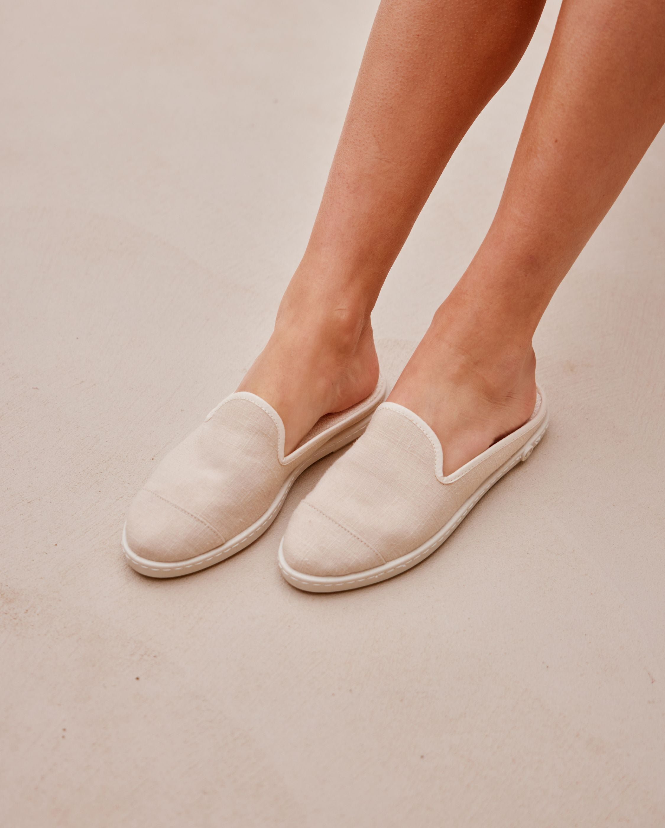 Women's linen mule, ivory beige ANGARDE Beige