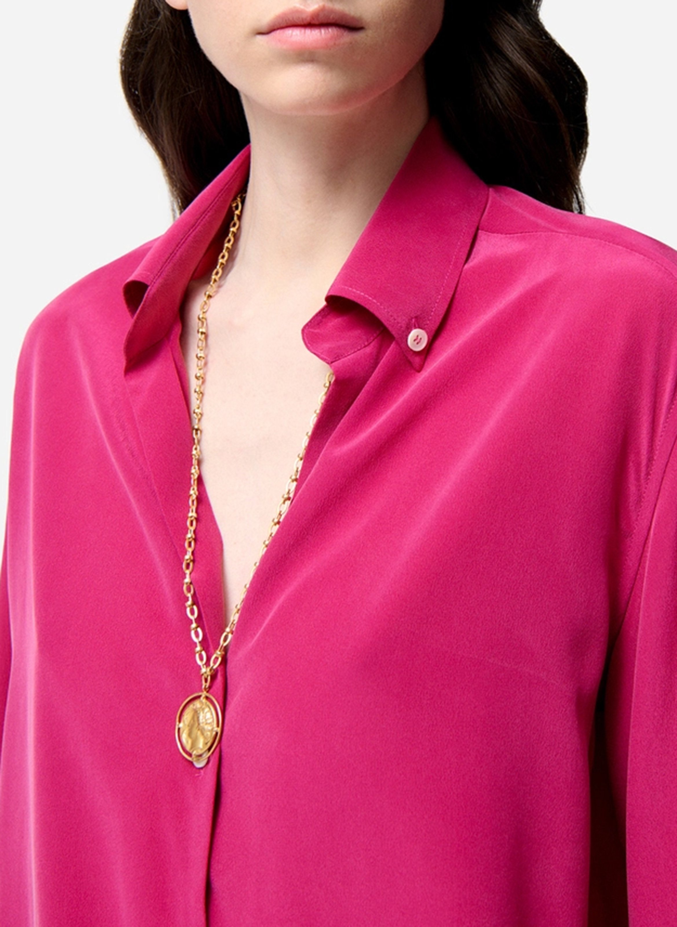 Fluid silk v-neck shirt VANESSA BRUNO Pink